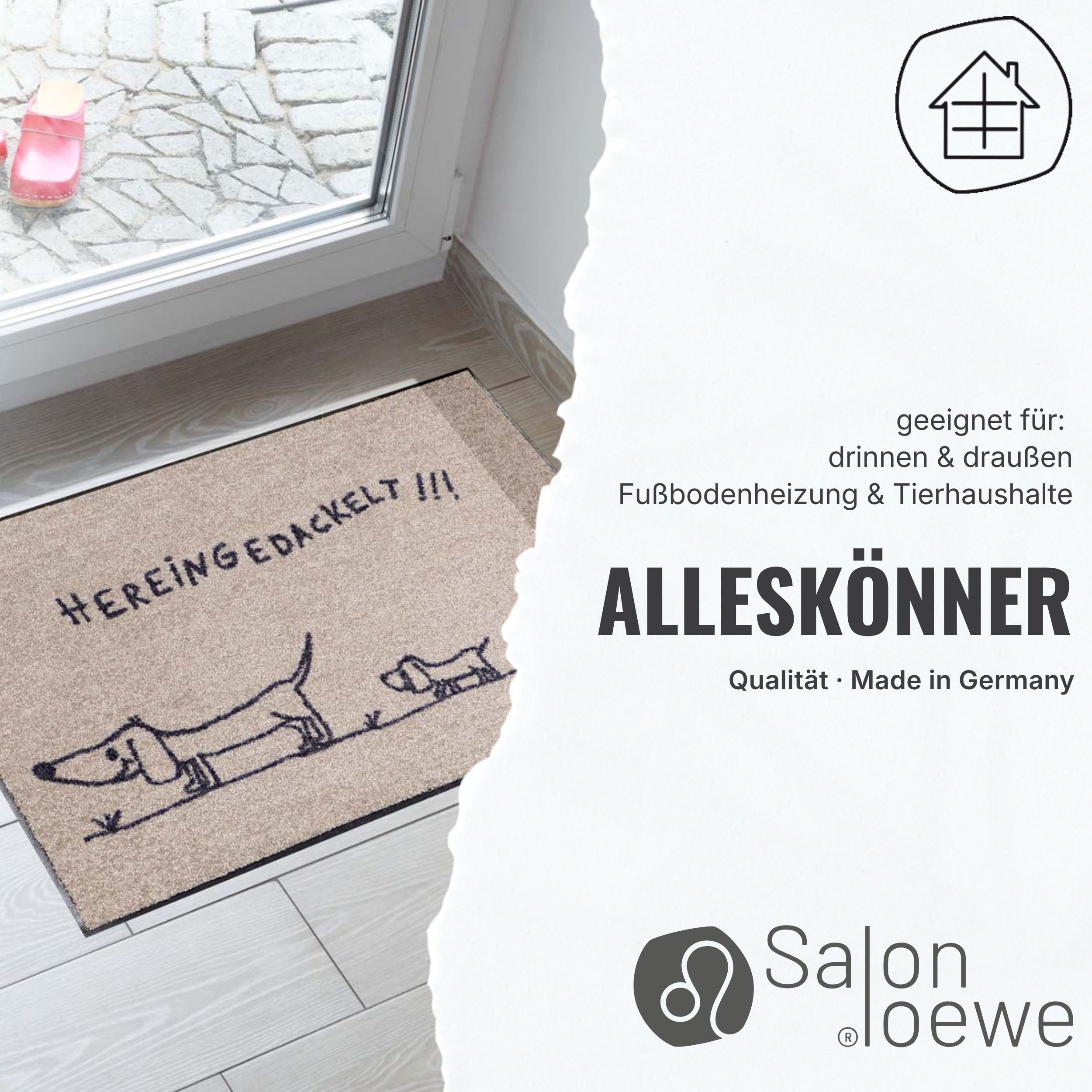 Salonloewe Fußmatte Fußmatte 75x120 Bella Vita beige, Eingangsmatte groß, Höhe: 750 mm