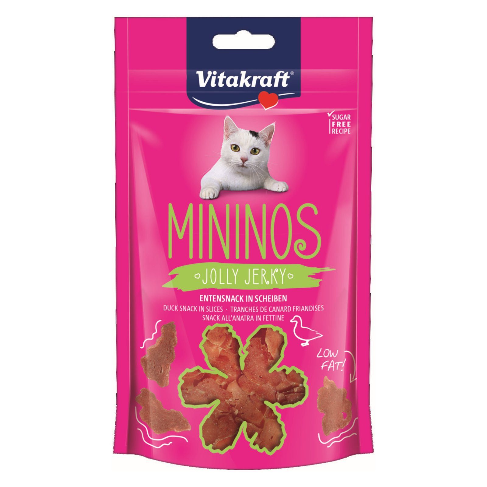 Vitakraft Katzensnack Mininos, Entensnack in Scheiben, 40g, Snack für: Katzen