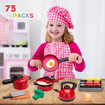 Avisto Spiel-Kochgeschirr Spiel-Kochgeschirr Kinderspielzeug mit Töpfen und Pfannen, (Kinder Spielzeug Küche, 73-tlg., ABS-Material und haben ein intelligentes Design), sind ein großartiges Werkzeug für Rollenspiele