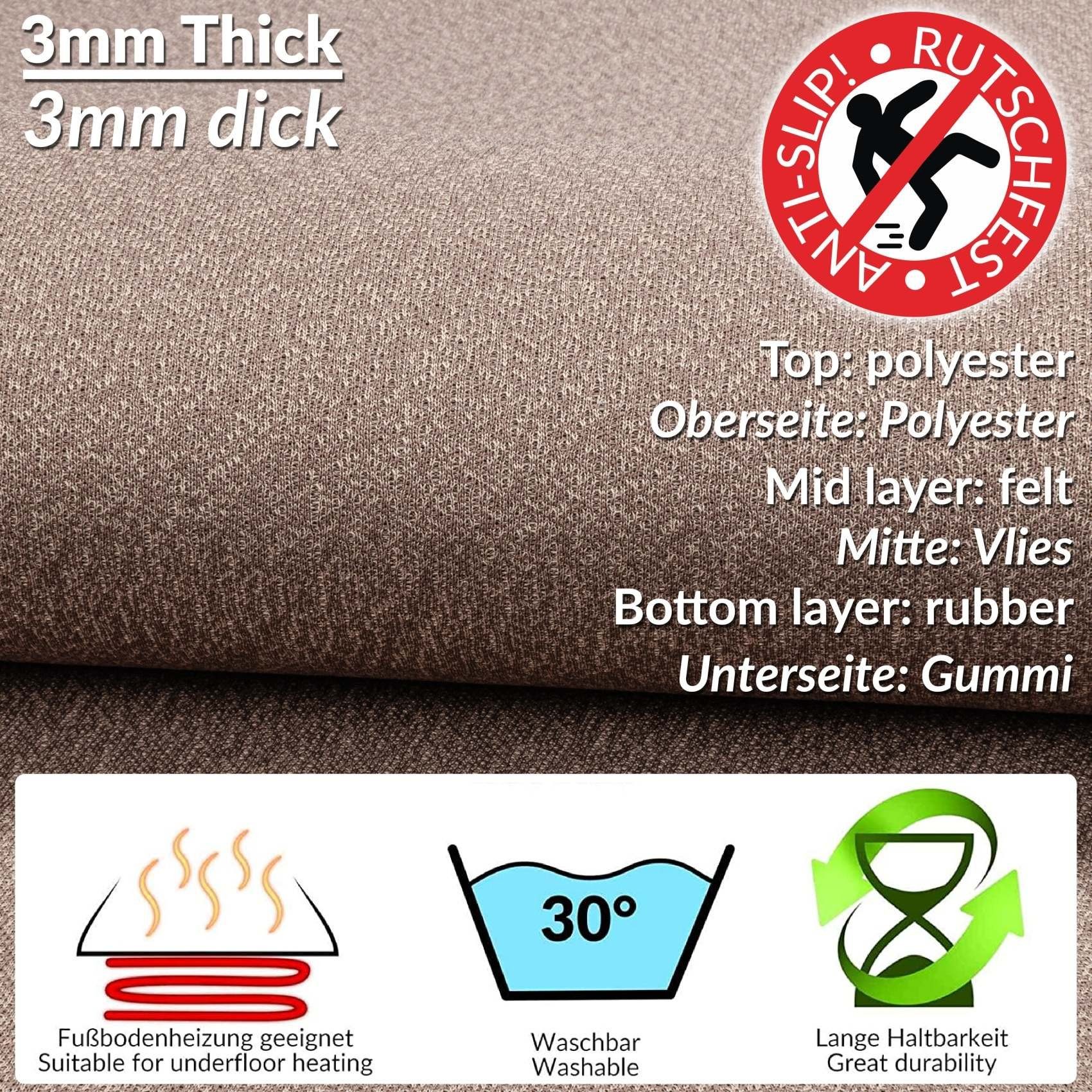 Küchenläufer Teppichläufer TAMARA Läufer Textil, Velour 3 Rechteckig, ANRO, mm, Höhe