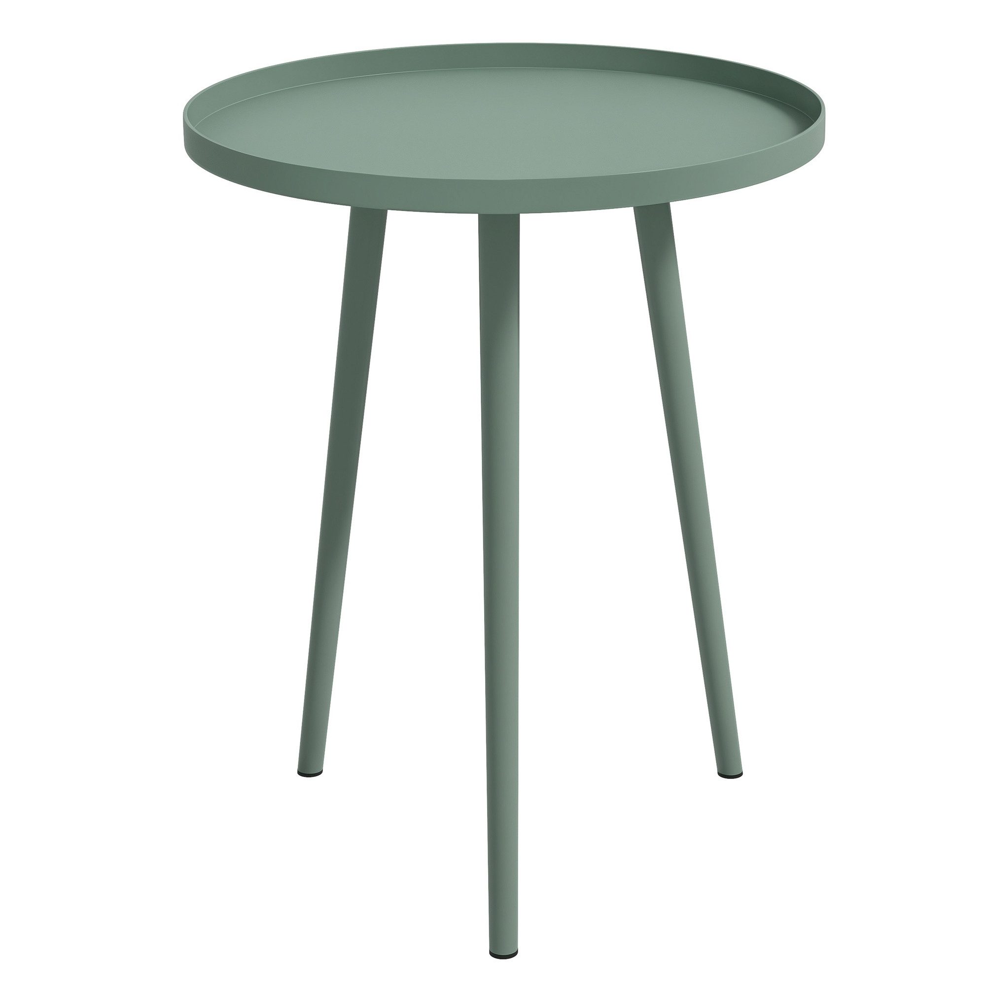 Outsunny Gartentisch wetterfest, mit erhöhtem Rand, aus Stahl, rund (Balkontisch, 1-St., Beistelltisch Garten), 20kg belastbar, Ø40x50H cm, für Outdoor Indoor Balkon Terrasse Grün