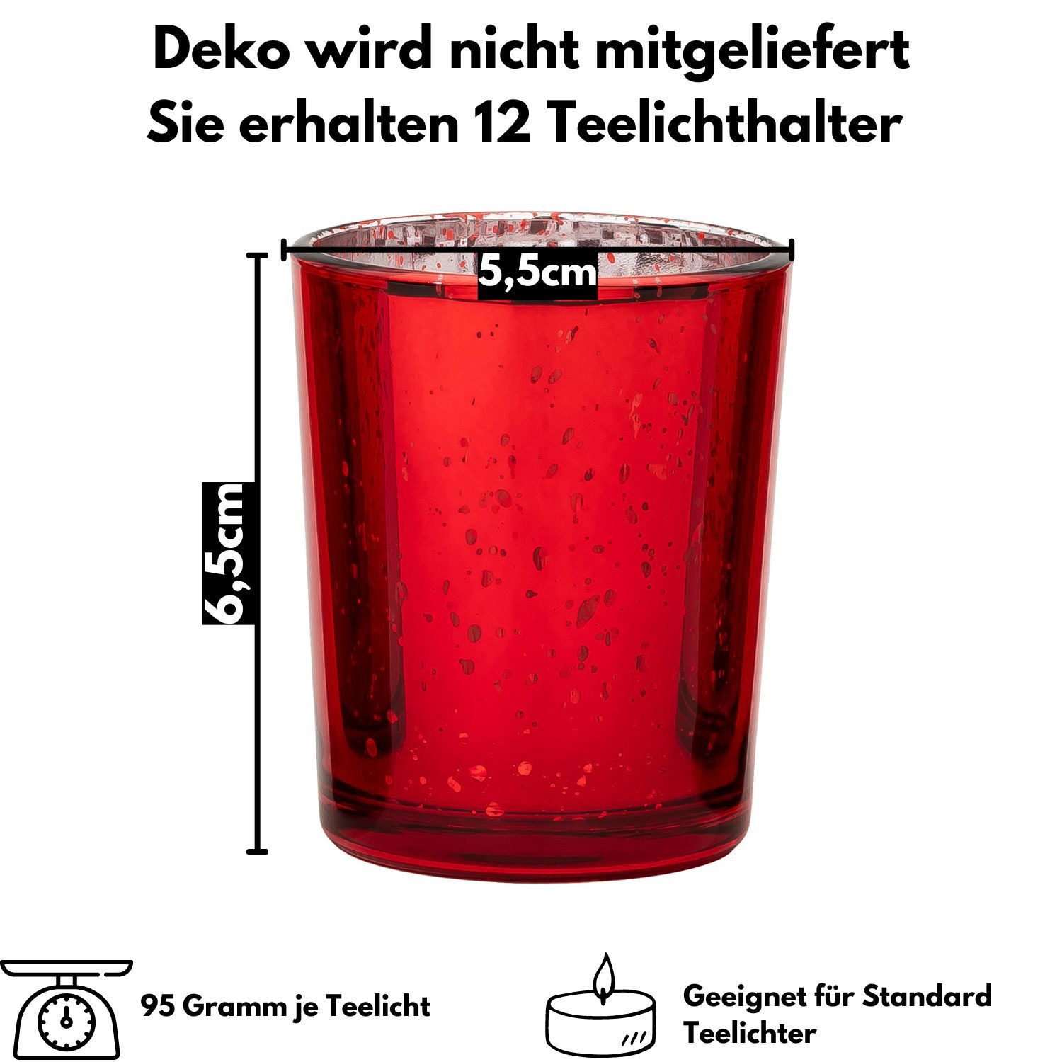 Kamelio Teelichthalter 12er Set Teelichtgläser rot günstig online kaufen