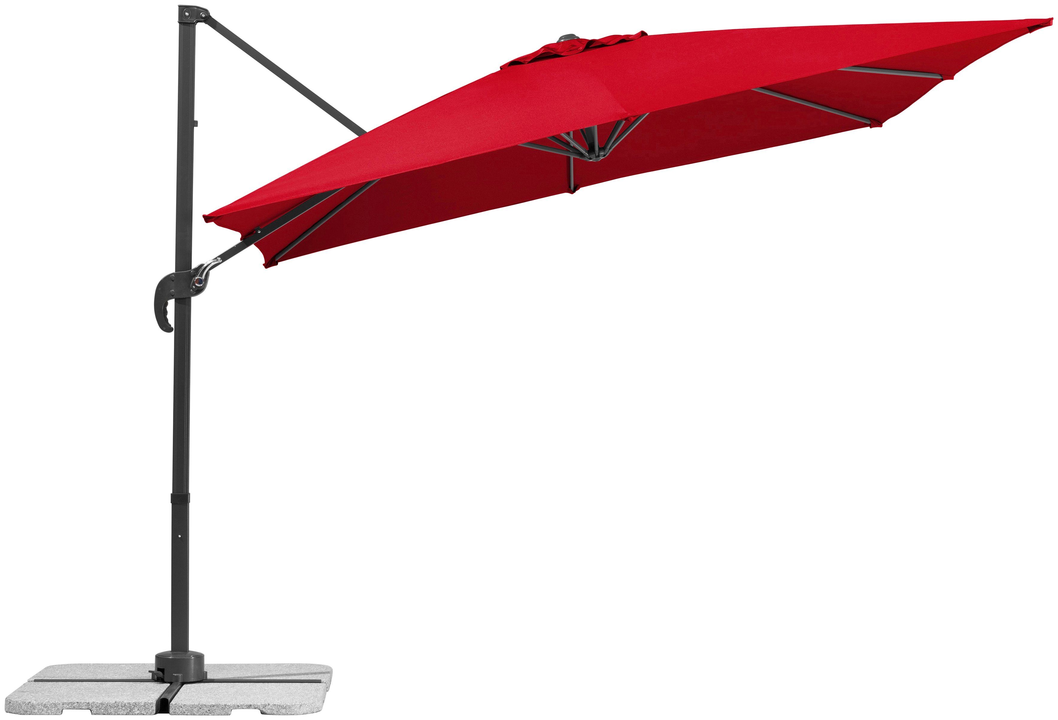 Schneider Schirme Ampelschirm Rhodos Junior, LxB: 270x270 cm, rot, quadratisch, ohne Wegeplatten