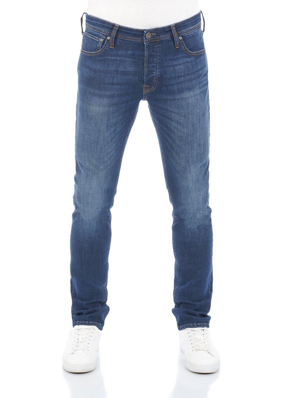 Jack & Jones Slim-fit-Jeans Herren Jeanshose JJIGLENN Slim Fit Denim Hose mit Stretch Blue Denim 111 (12225769)