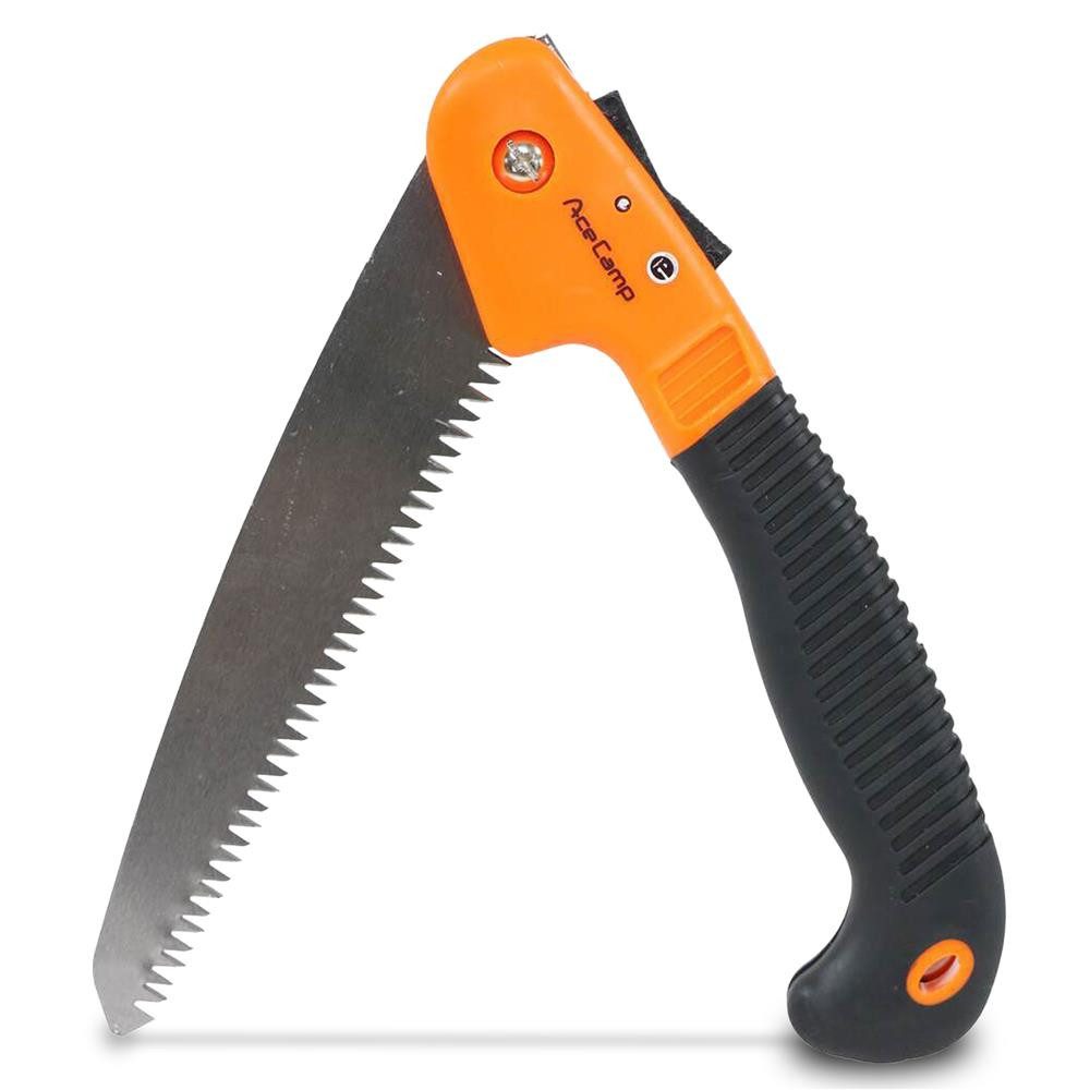 AceCamp Handsäge Faltbare Klappsäge mit Sicherheitsverschluss, Edelstahl (Einzelartikel, 1-St., Kein Set), Faltbar, Sicherheitsverriegelung, rutschfester Griff