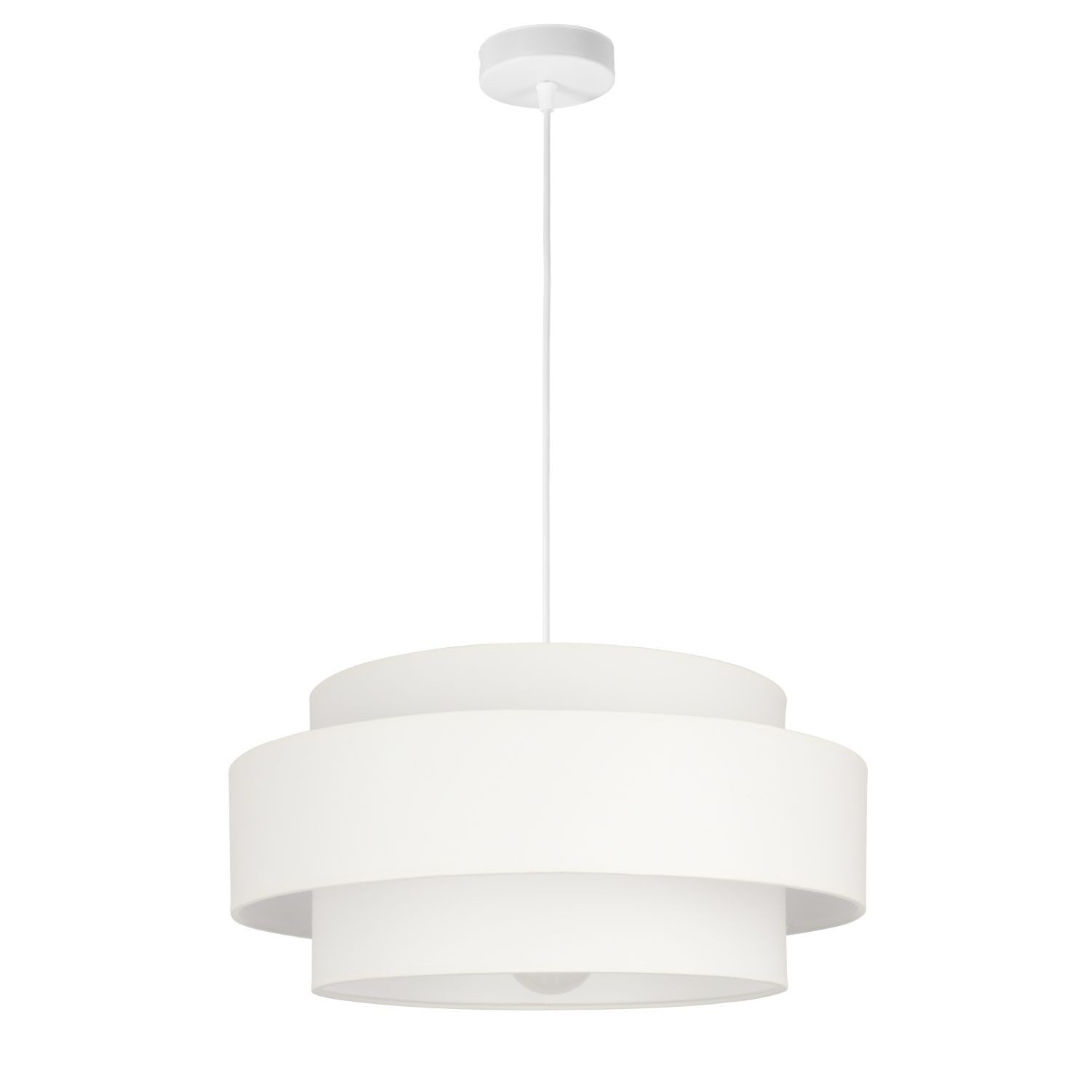 Licht-Erlebnisse Pendelleuchte GELO, ohne Leuchtmittel, Metall E27 Ø 40 cm H: max. 90 cm Weiß rund Modern Pendelleuchte
