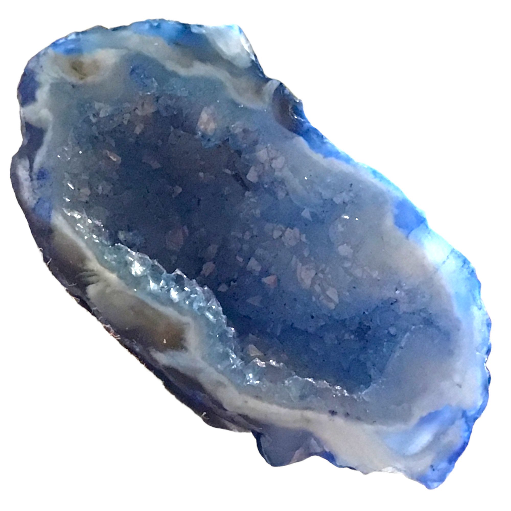 Steinfixx® Mineralstein 4 Stück gefärbte halbe Achat Geoden, poliert, 30-40mm, (4 teiliges Set, Schatzsuche, 1-St., Geschenkset 4 Farben, blau, grün, rot und lila), Glücksgeoden aus Brasilien, für Feengarten oder Dekoration