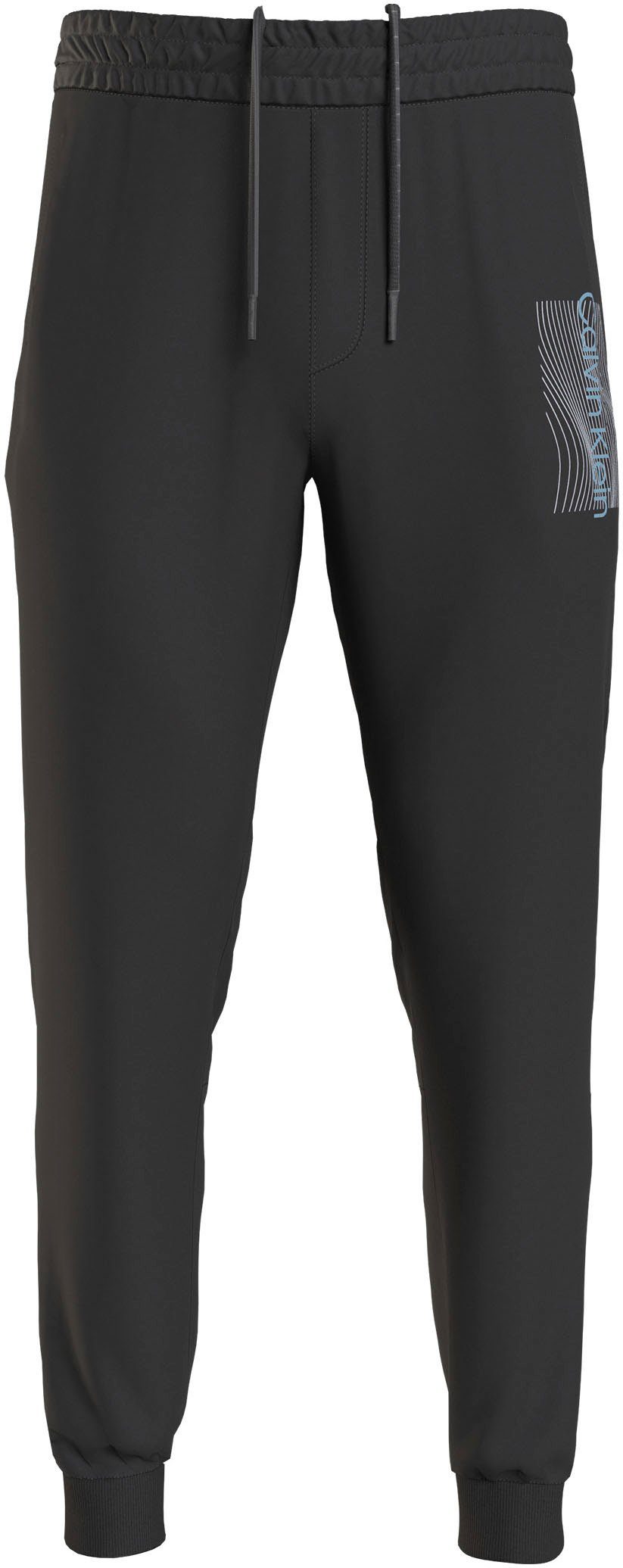 Calvin Klein Sweatpants WAVE LINES mit SWEATPANTS Black Ck Markenlabel HERO LOGO