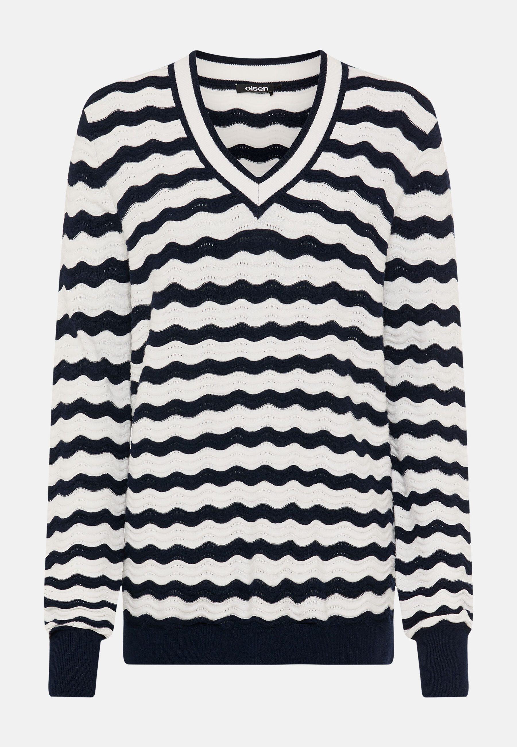 Olsen Strickpullover Pullover mit V-Ausschnitt und modernem Allover-Dessin