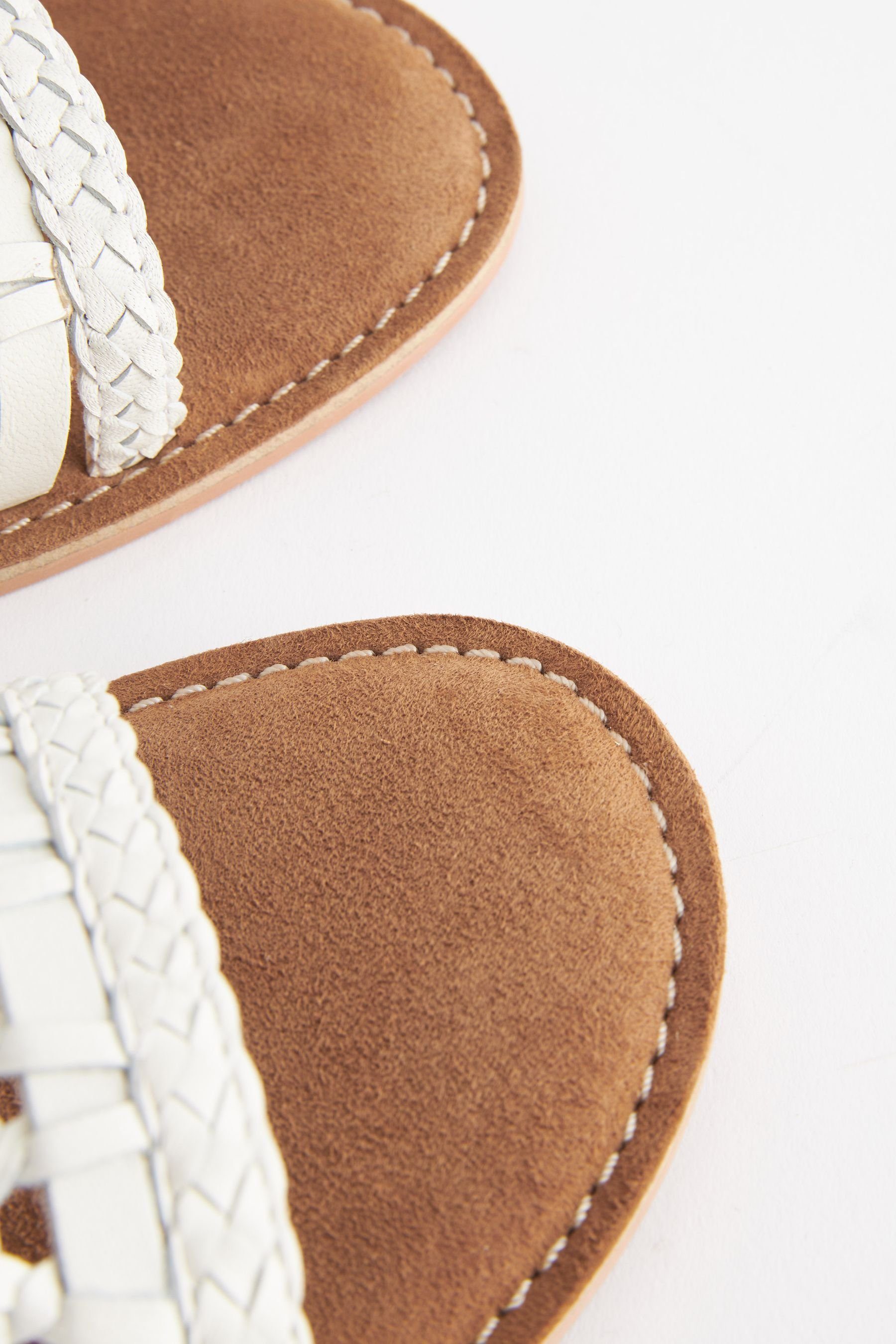 Sandalen geflochtenem (1-tlg) Leder Forever Riemchensandale Next Comfort® White aus