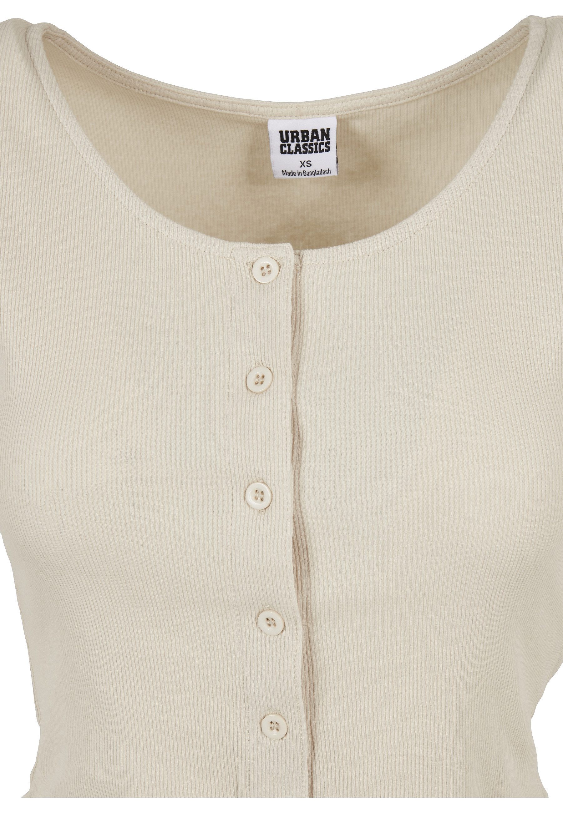 URBAN CLASSICS Kurzarmshirt Urban Classics Damen Ladies Cropped Button Up Rib Tee (1-tlg)