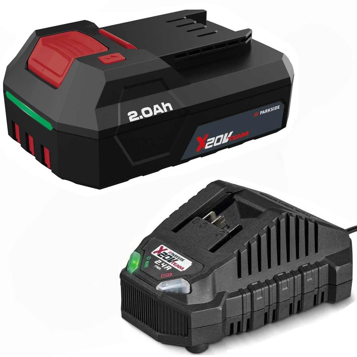 Parkside Parkside Akku 20V 2.0 Ah PAPP 202 + Ladegerät PLG 20 C3, 2,4A Akku Starter-Set