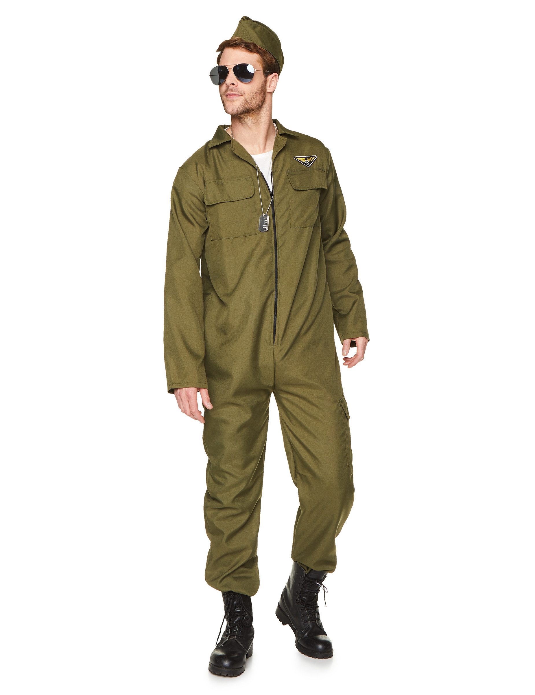 REDSUN Kostüm Jet-Pilot Kostüm für Herren grün