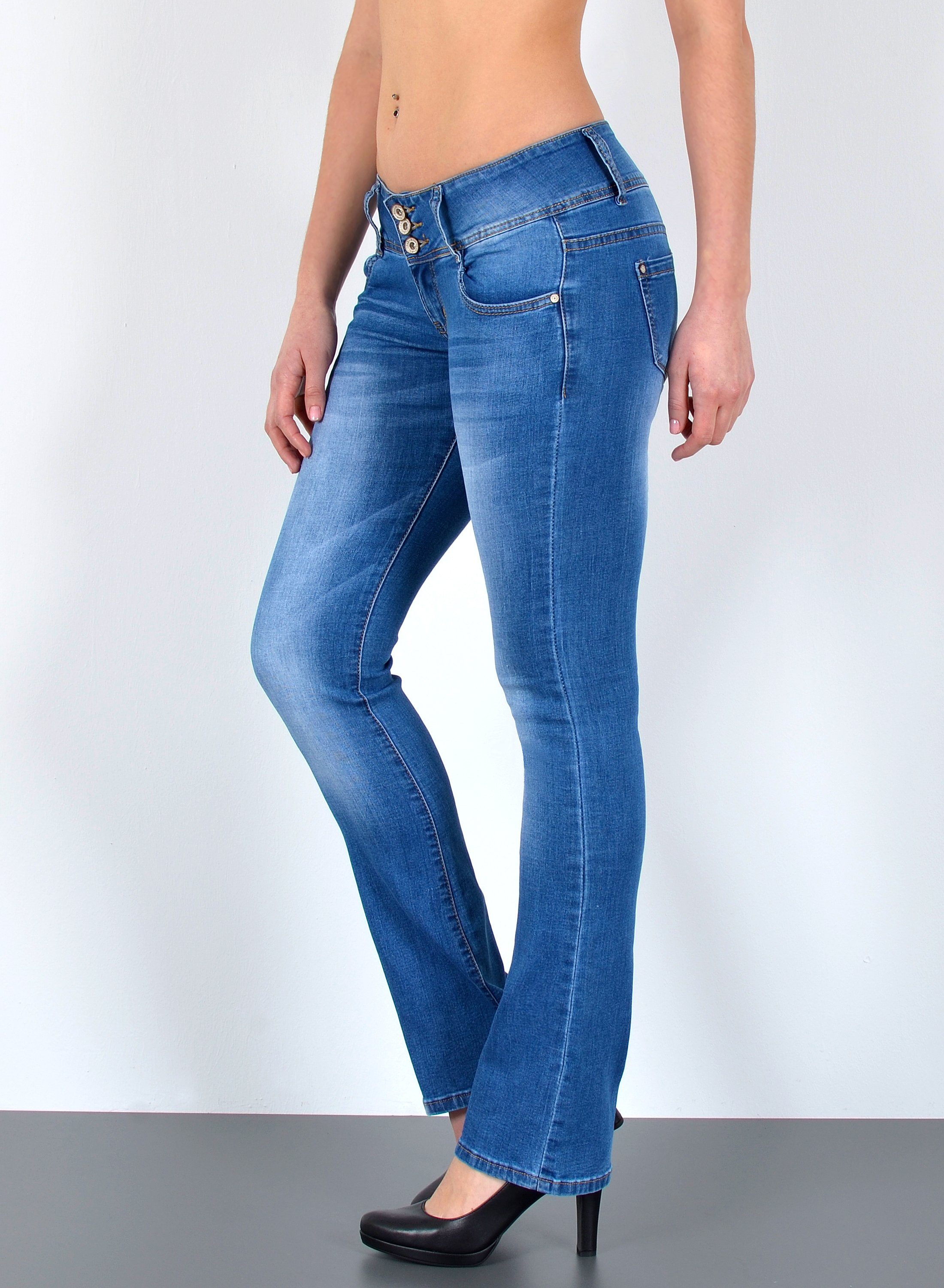 ESRA Bootcut-Jeans Damen Flared Jeans Bootcut Damen Jeanshose Schlaghose Sc günstig online kaufen