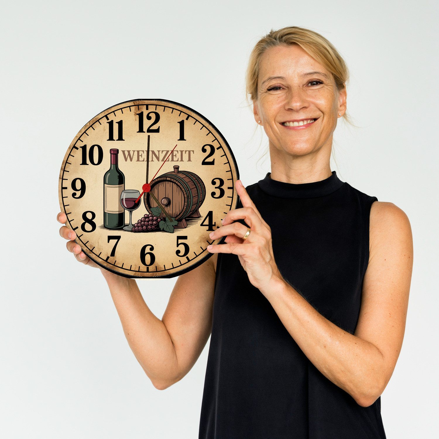 speecheese Wanduhr Weinflasche und Weinglas Wanduhr aus MDF WEINZEIT