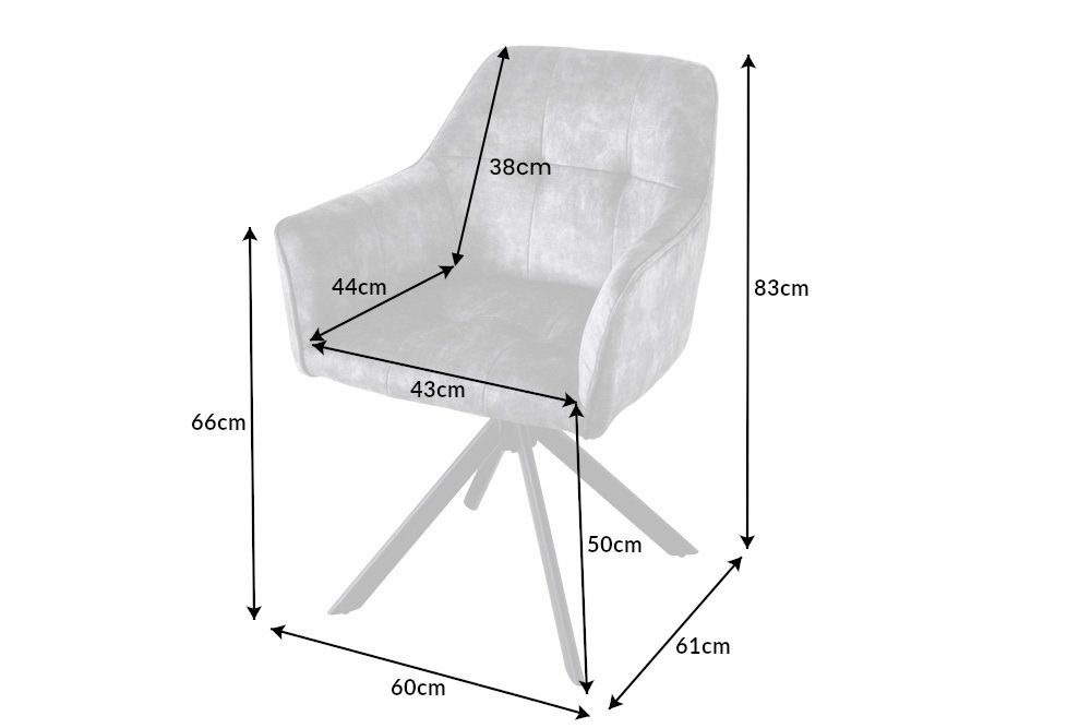 riess-ambiente Esszimmerstuhl LOFT champagner/schwarz – Samt, drehbar, Metall-Füße, mit Armlehne (Einzelartikel, 1 St), mit 180° Drehfunktion und Autoreturn – i – Bild 4 von 5