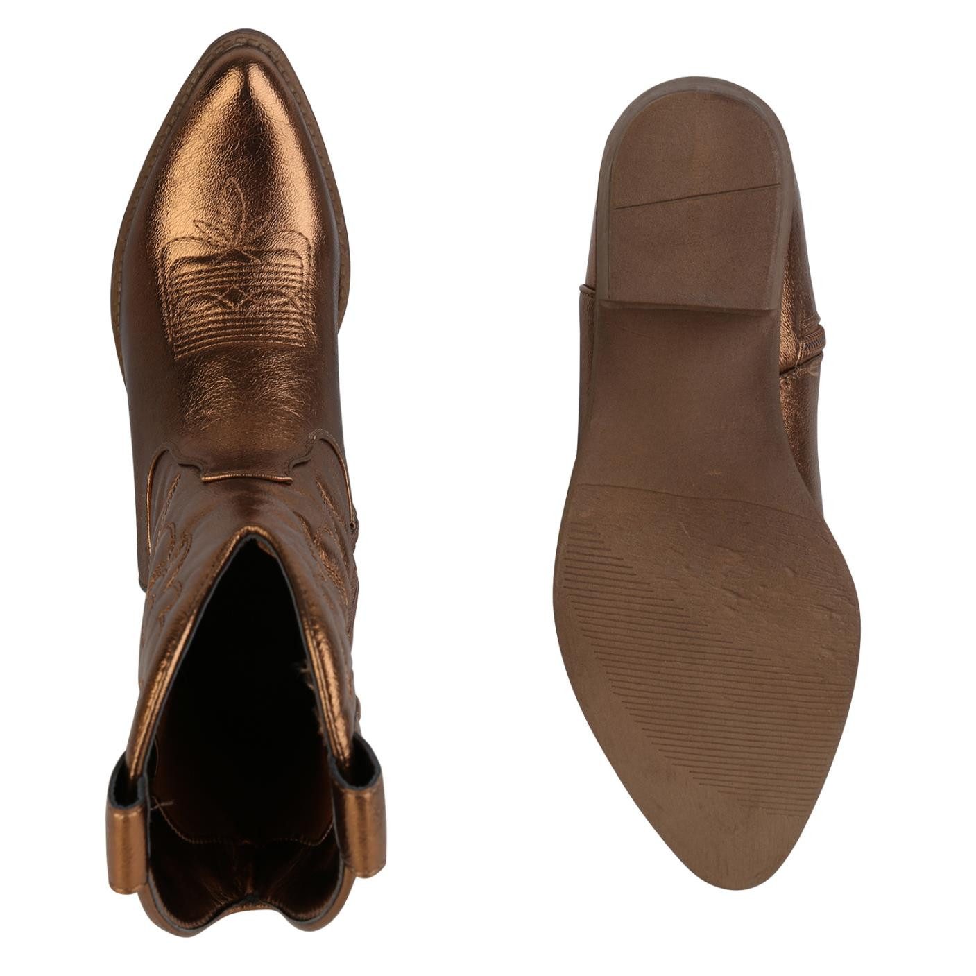 VAN HILL 840203 Cowboy Boots Damen Stiefeletten Cowboy Boots Stickereien Ho günstig online kaufen