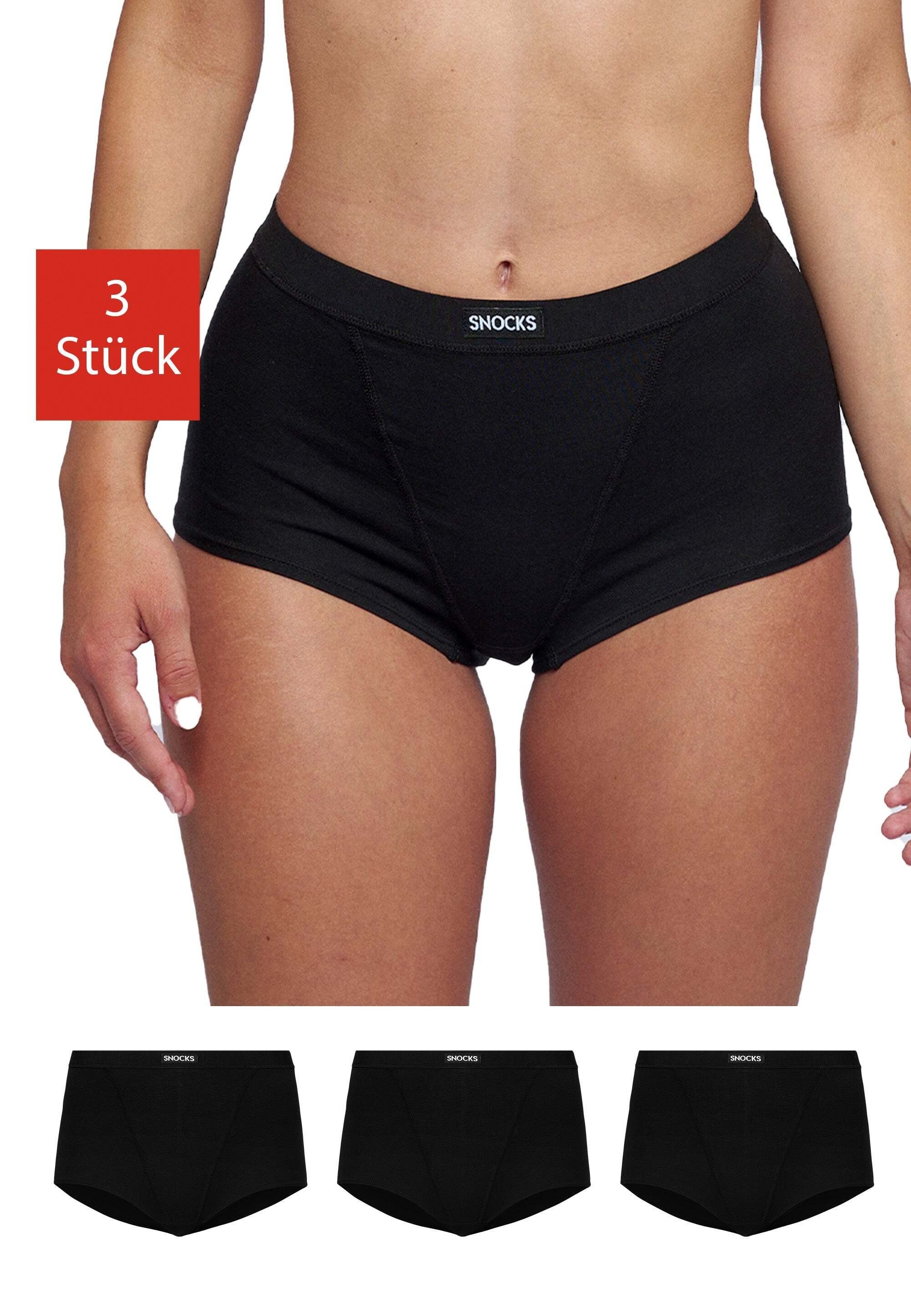 SNOCKS High-Waist-Panty Retro Panties (3-St) aus Bio-Baumwolle mit Markenlogo