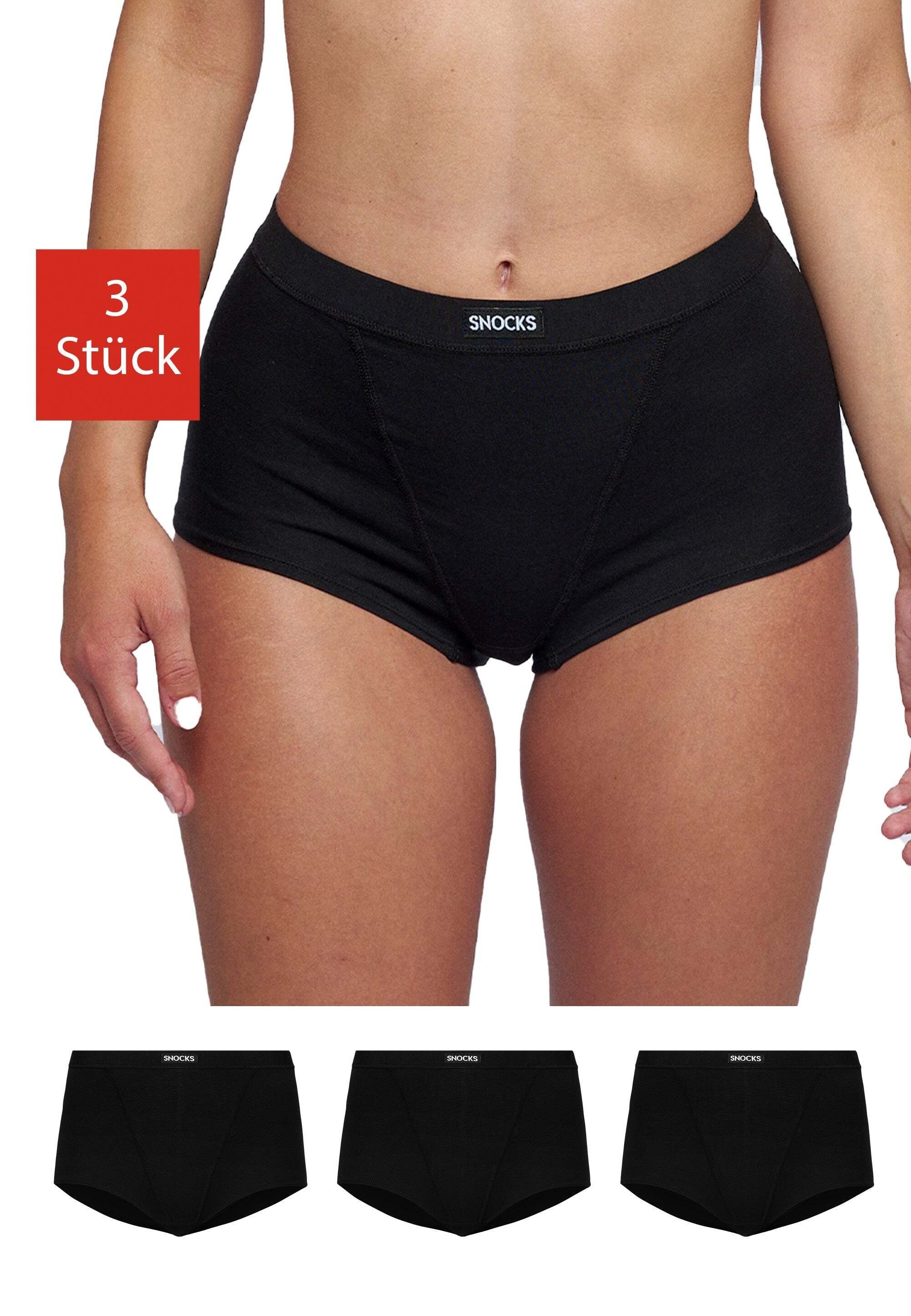 SNOCKS High-Waist-Panty High Waist Unterhose für Damen (3-St) aus Bio-Baumwolle mit Markenlogo