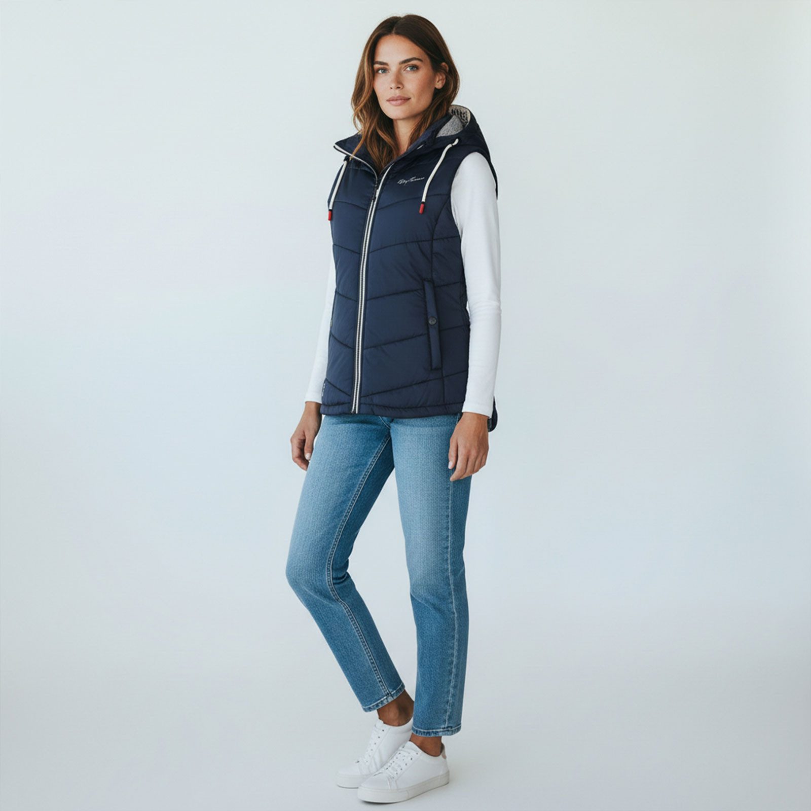 Dry Fashion Steppweste Rügen Damen Weste Rügen mit abnehmbarer Kapuze und taillierten Schnitt