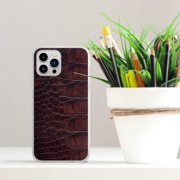 DeinDesign Handyhülle Krokodil Leder Animalprint Croco dark brown, Apple iPhone 13 Pro Max Silikon Hülle Bumper Case Handy Schutzhülle