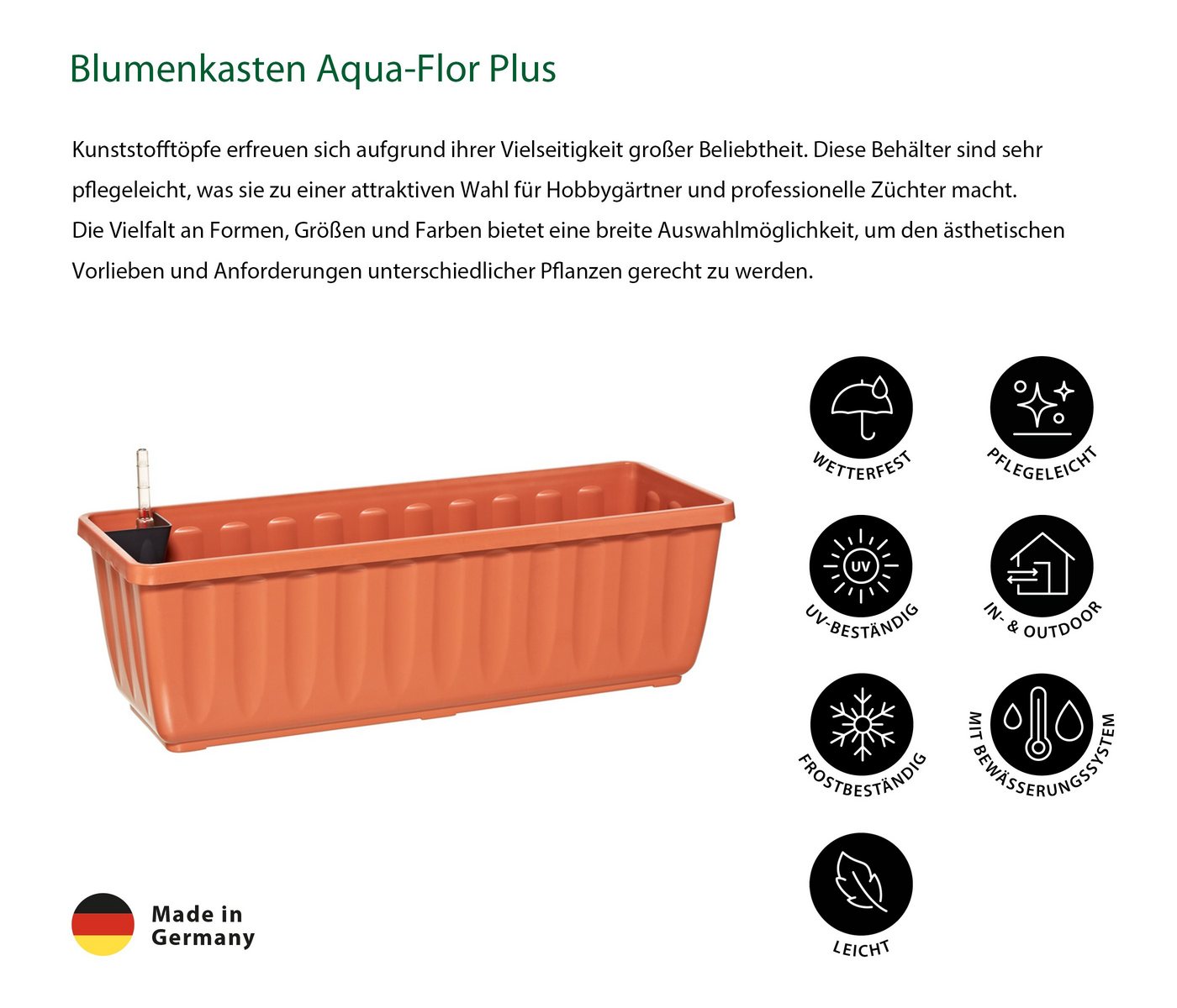 Thumbnail - Dehner Blumenkasten Aqua-Flor Plus mit Bewässerungssystem, Kunststoff, frostbeständiger Balkonkasten mit Wasserstandsanz...