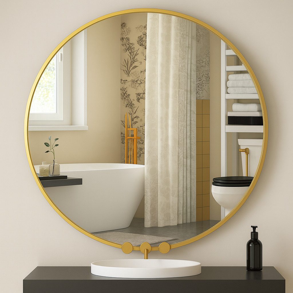 JOULISE Wandspiegel Зеркало rund, Badezimmerspiegel 50/60/70 cm, Aluminiumrahmen, Modern, verzerrungsfrei, einfache Montage, bruchsicher, top Qualität