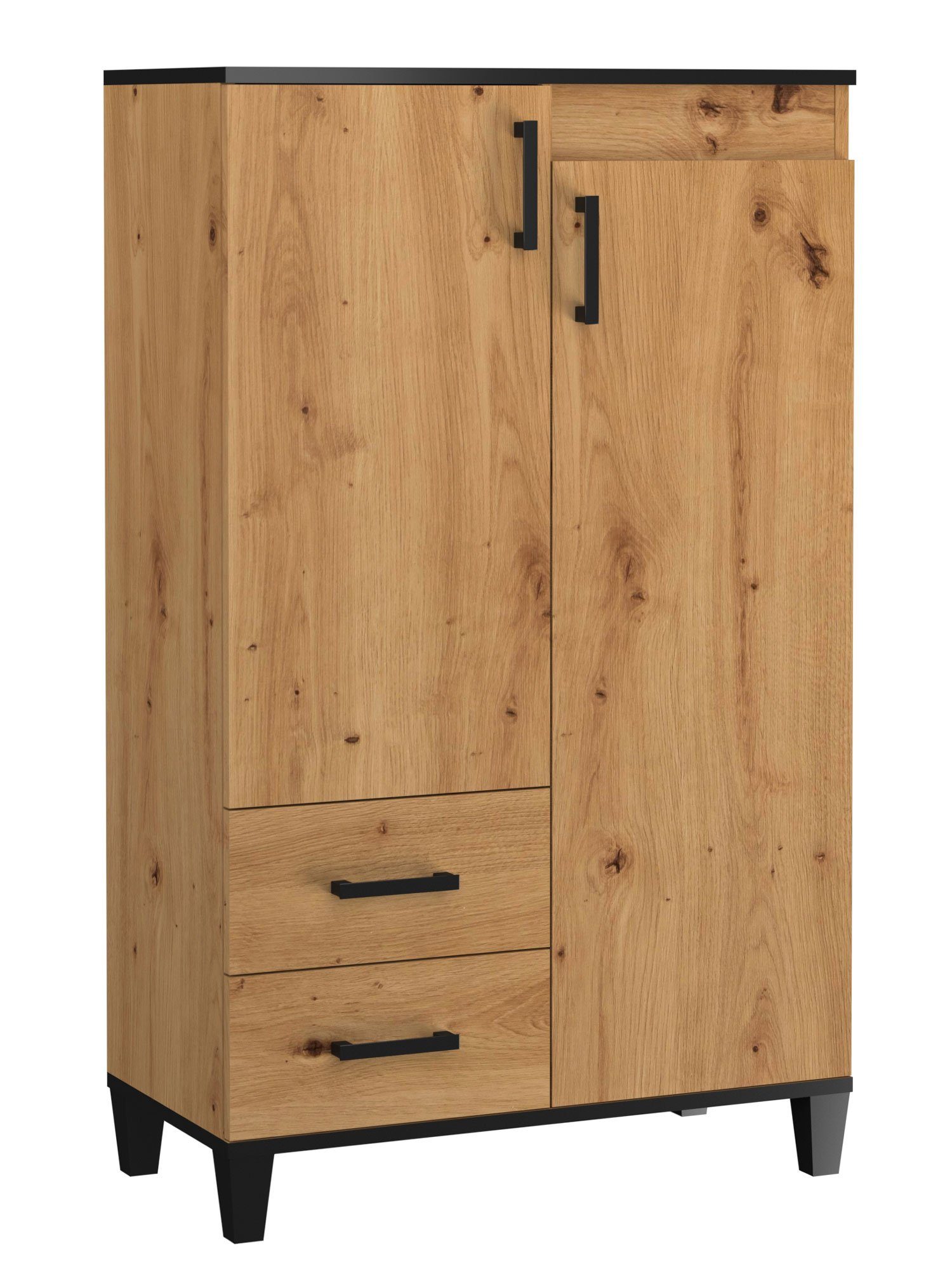 Feldmann-Wohnen Highboard Pola (1 St), 80x40x132cm Artisan Eiche 2-türig
