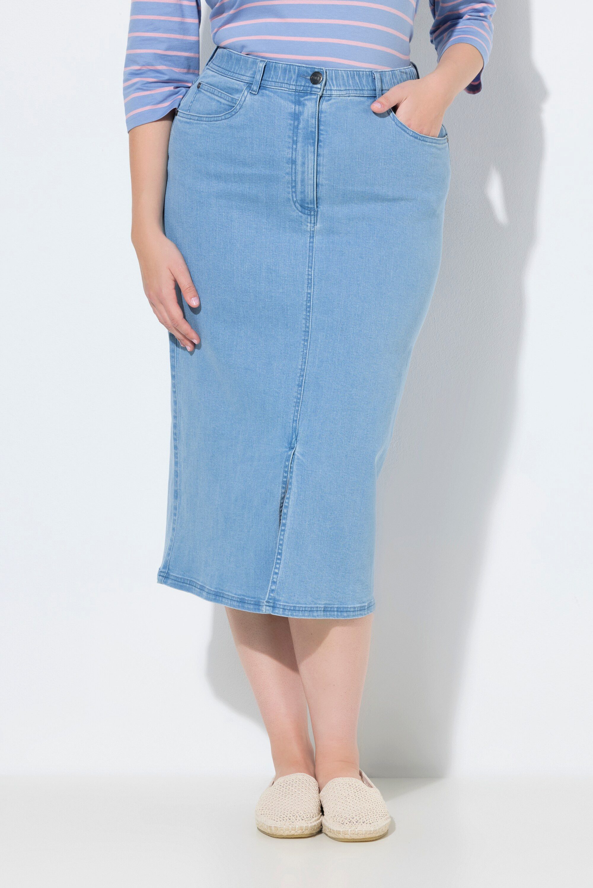 Ulla Popken Jeansrock Jeansrock Saumschlitz Biobaumwolle