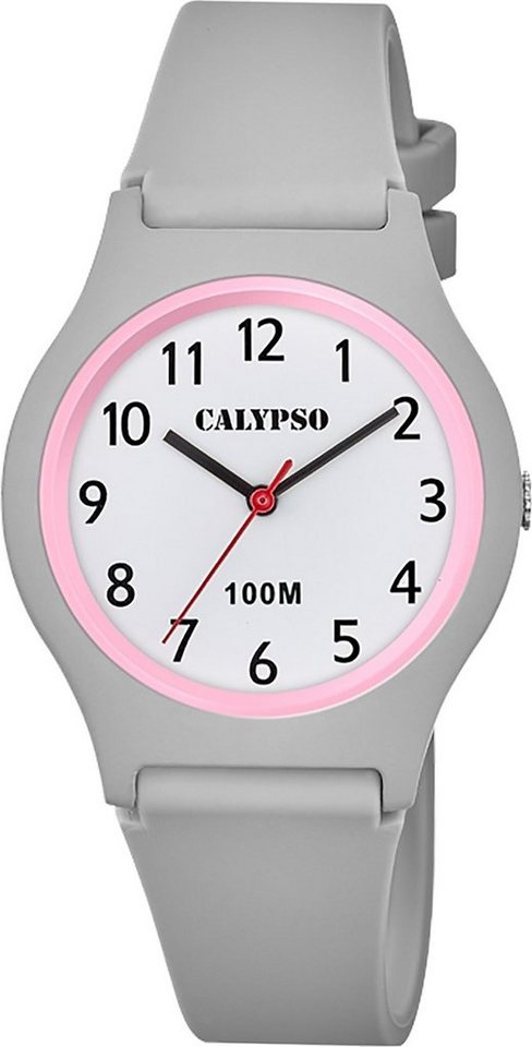 CALYPSO WATCHES Quarzuhr Calypso Jugend Uhr Analog Casual, Jugend  Armbanduhr rund, Kunststoffarmband grau, Casual