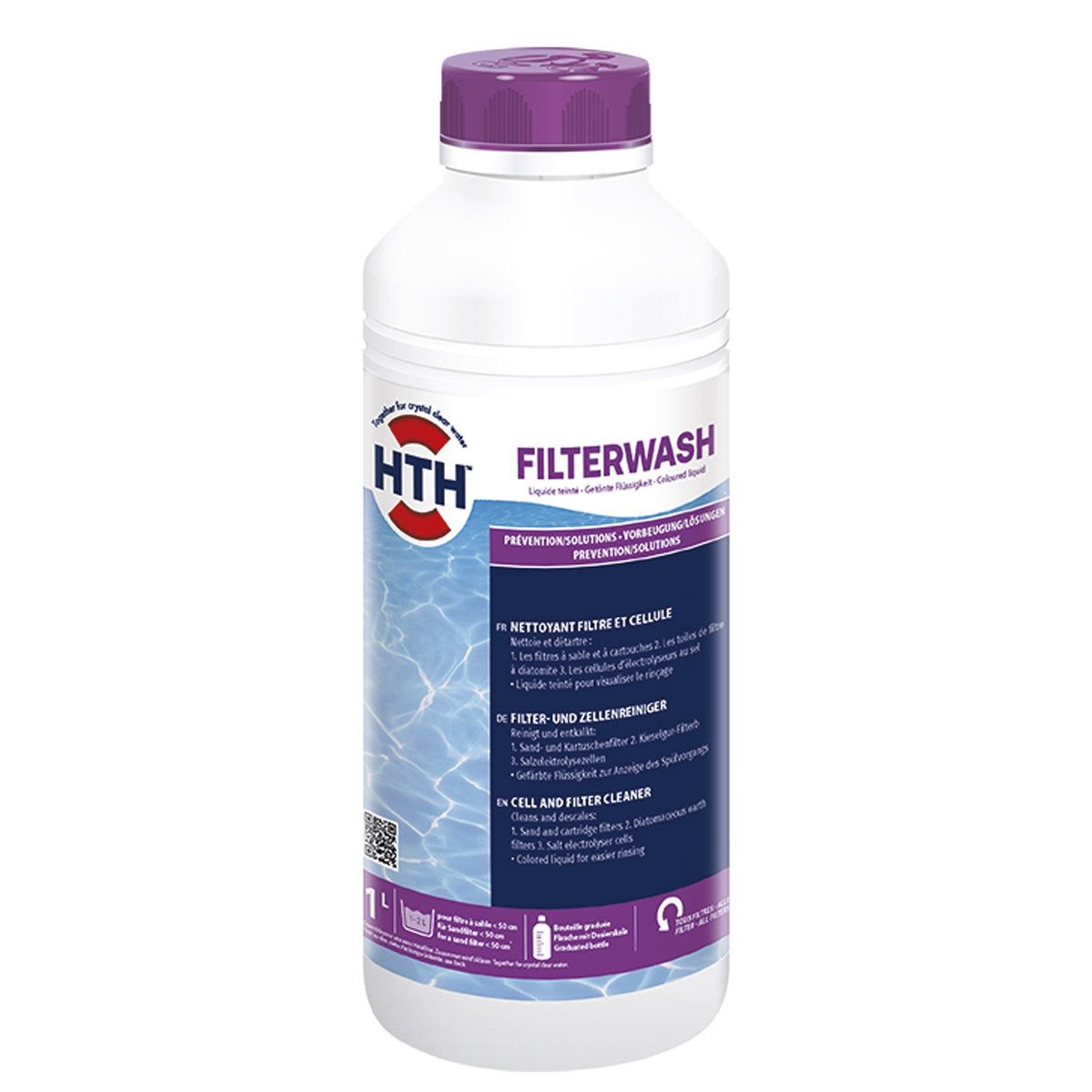 HTH Poolpflege FILTERWASH 1 Liter Reiniger für Filter & Salzelektrolyse Pool ggn Kalk
