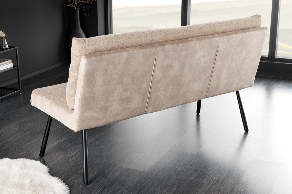 riess-ambiente Sitzbank BIG GEORGE 160cm champagner beige - Samt, Strukturstoff, Metall-Beine (Einzelartikel, 1-St), mit Taschenfederkern & Rückenlehne – ideal für Esszimmer oder Küche