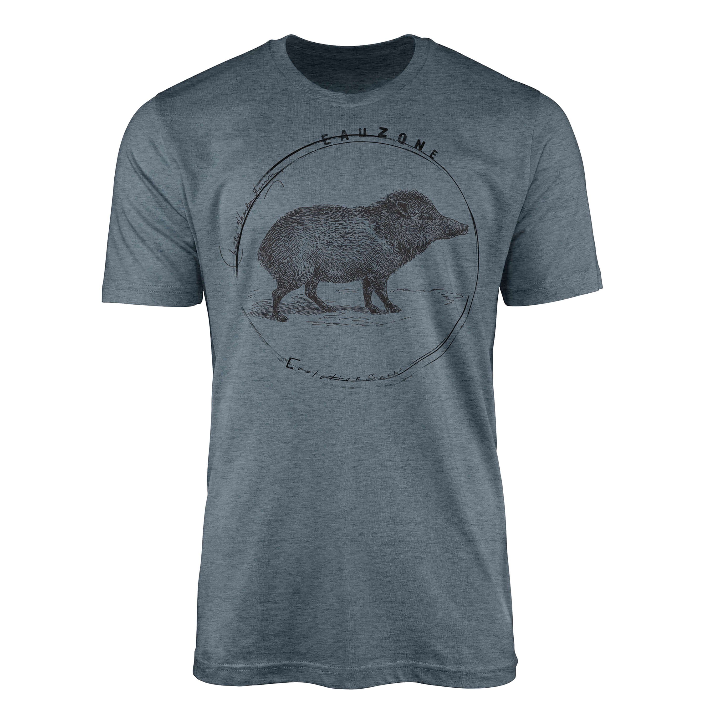 Sinus Art T-Shirt Evolution Herren T-Shirt Wildschwein Indigo