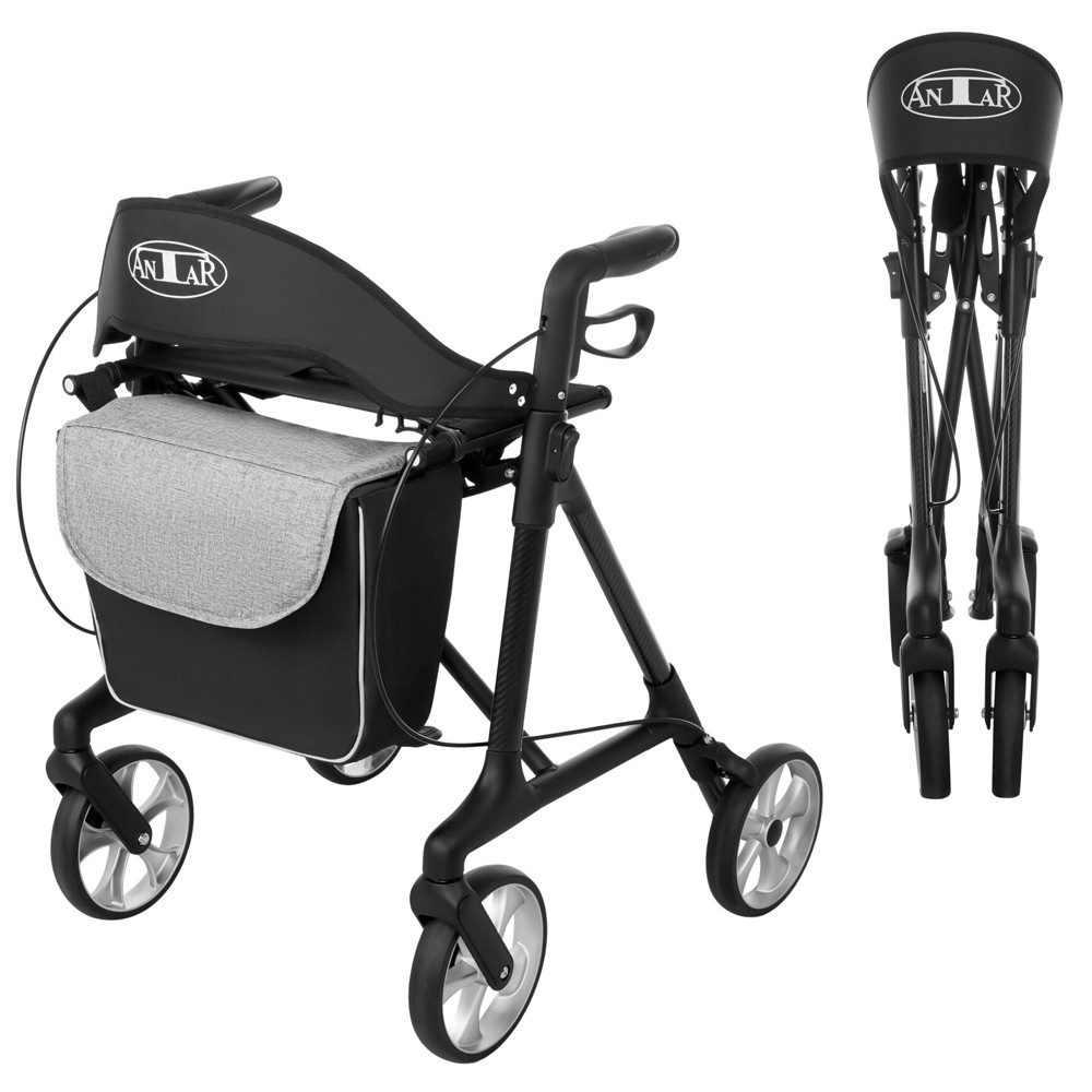 Antar Rollator Carbon ultraleicht mit Einkaufstasche und Softreifen