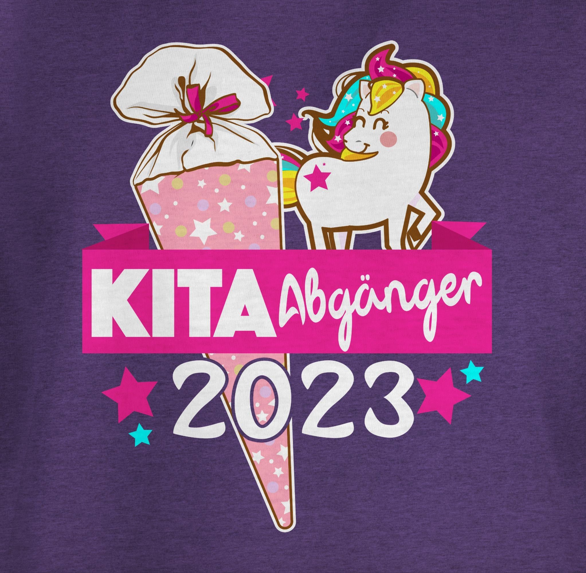 T-Shirt Kita Mädchen 1 Abgänger 2023 - Einschulung Shirtracer Meliert Lila