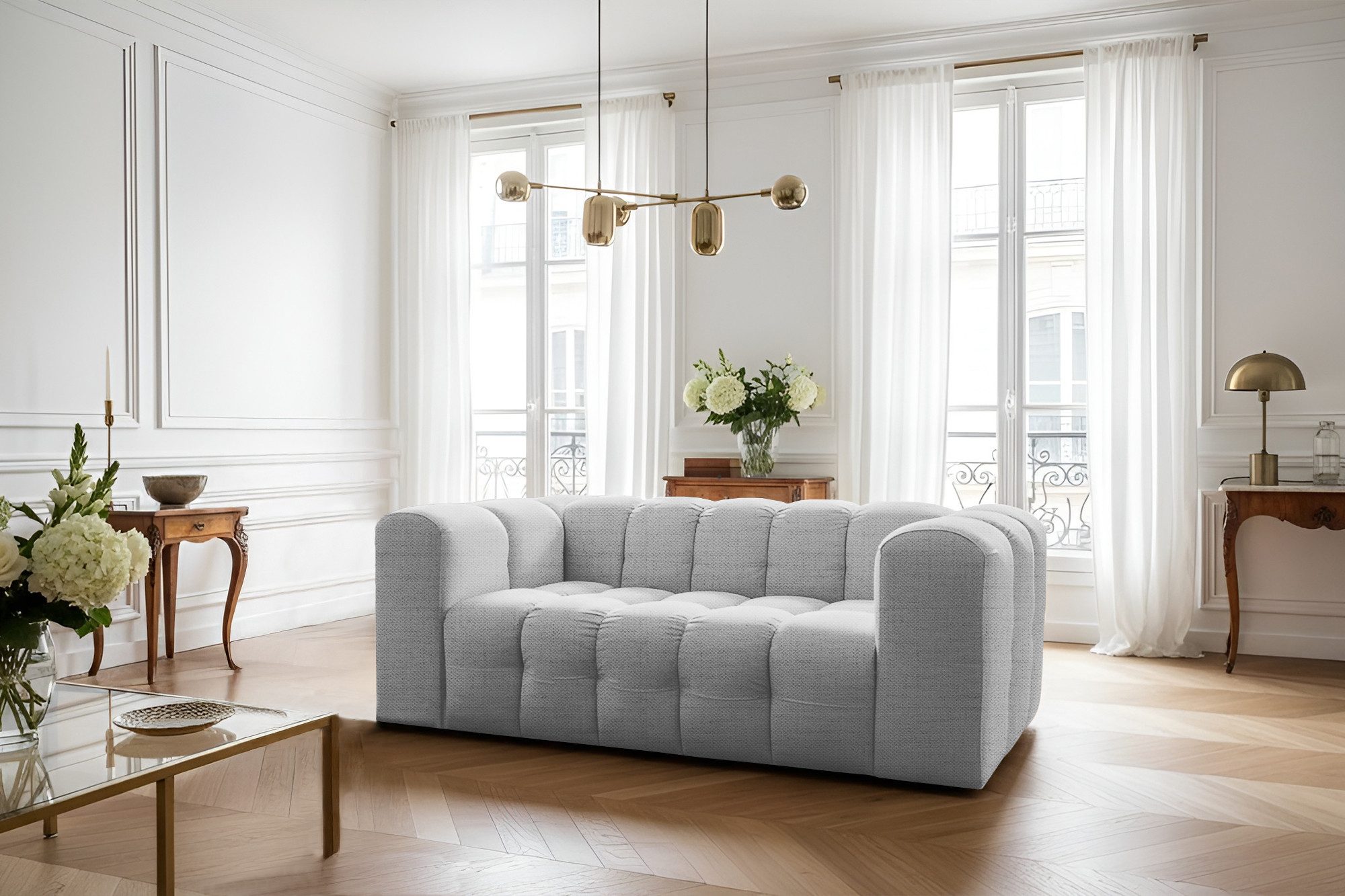yourhouse24 2-Sitzer Sofa BLOOM, 200x106 cm, Bubble-Optik, Chenille oder Samt