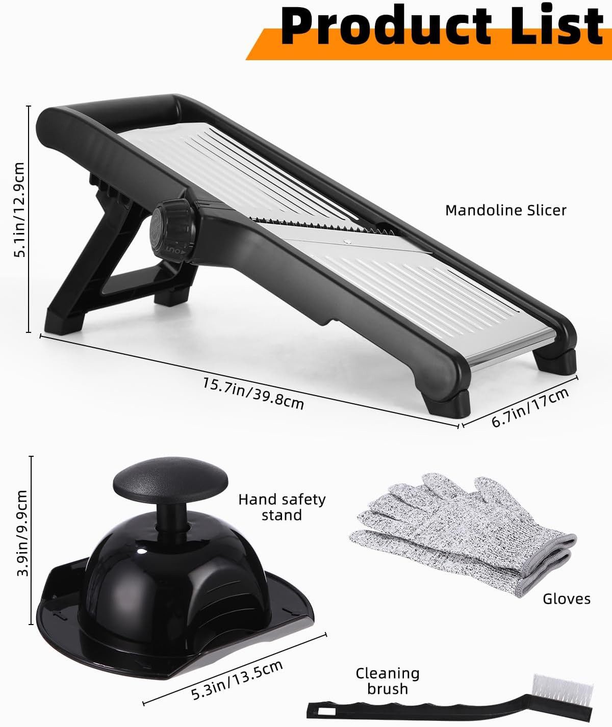 FELIXLEO Gemüseschneider 5 in 1 Mandoline Gemüsehobel Edelstahl Gemüseschneider Profi