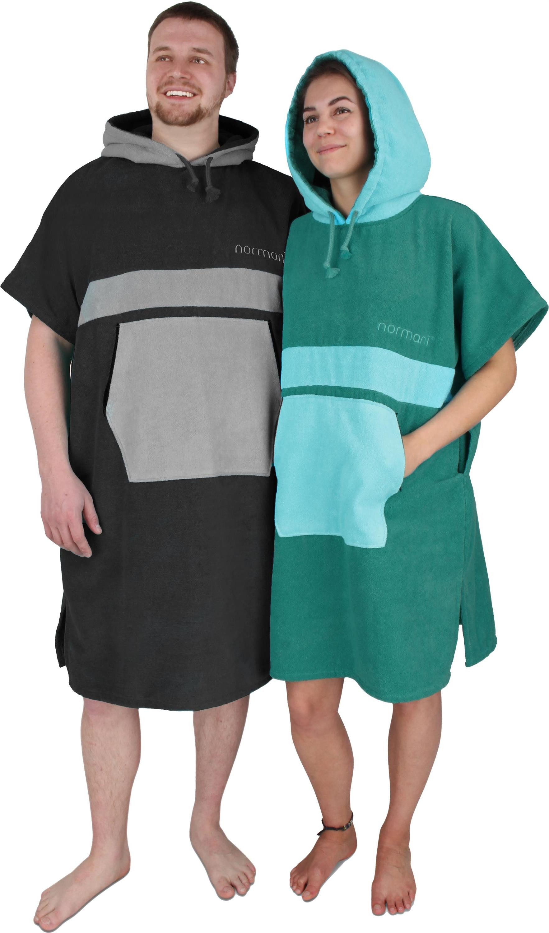 normani Badeponcho Bademantel Surfer Poncho, Midilänge, Baumwolle, Kapuze, Schlupf, Badeponcho aus 100 % saugstarker Baumwolle – Bild 4 von 5