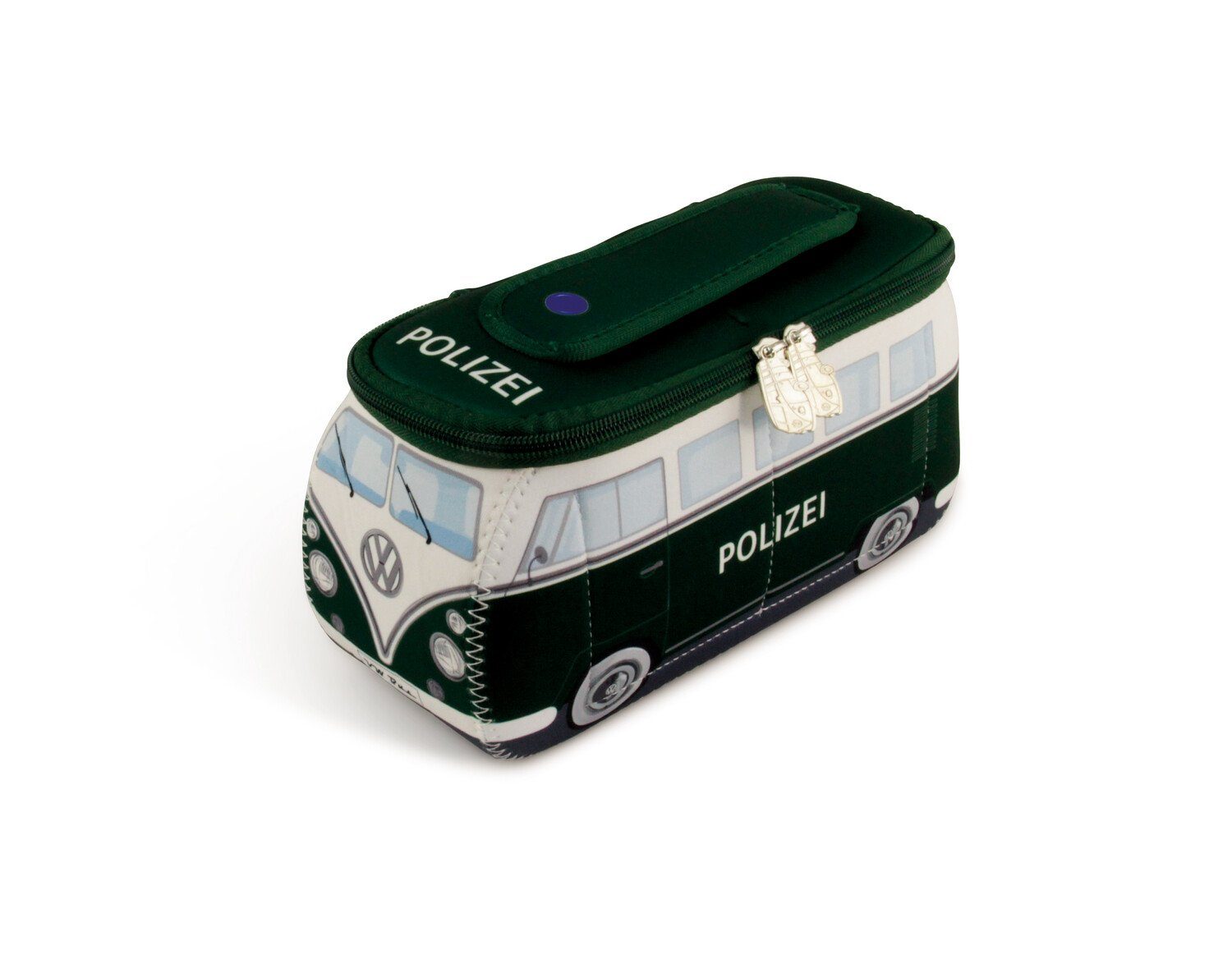 VW Collection by BRISA Kulturbeutel Volkswagen Neopren Schminktasche, Reisebeutel, funktionale Kosmetiktasche im T1 Polizeibus Design, 23x11x8 cm