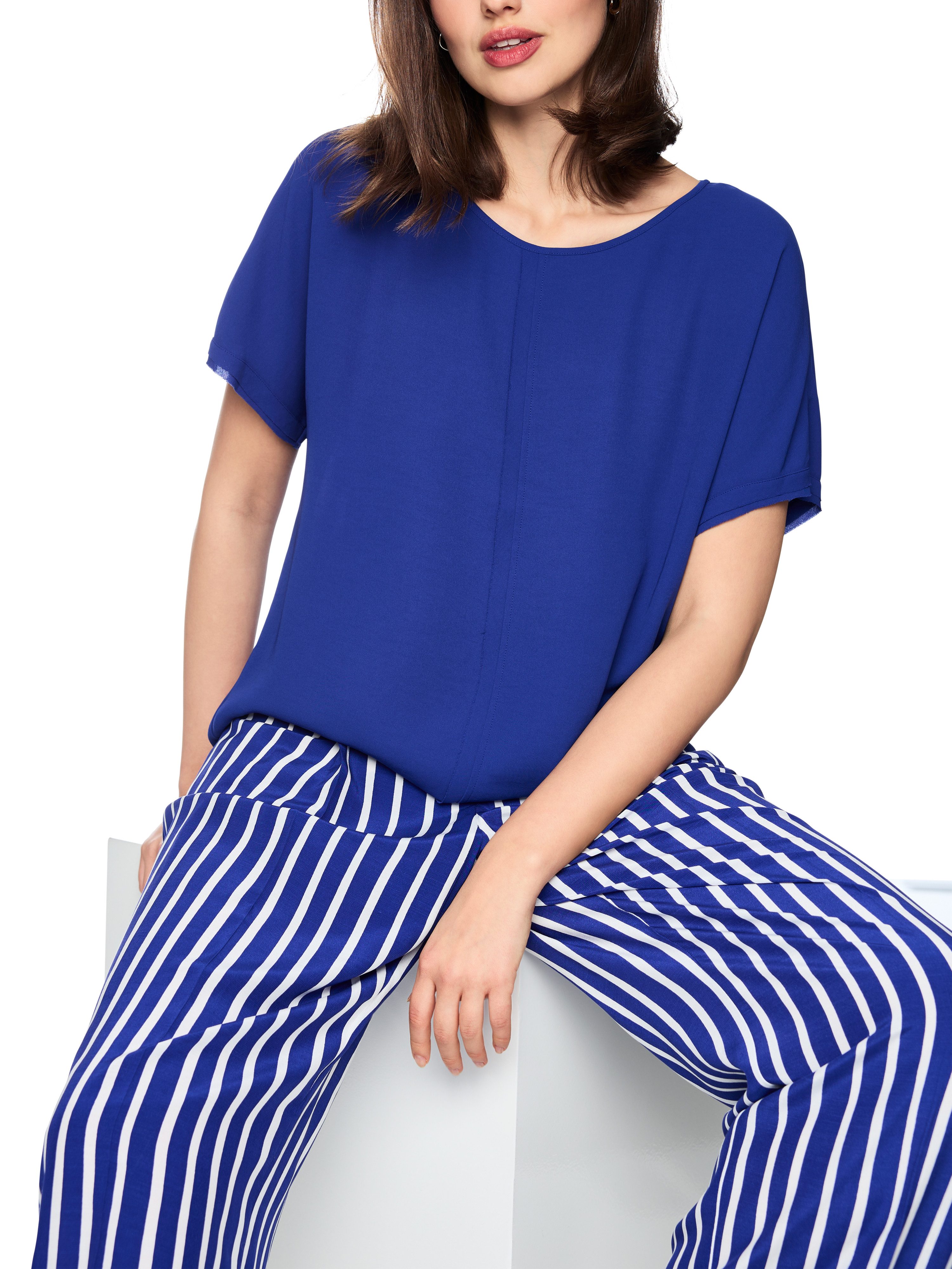 Marc Cain Kurzarmbluse Amalfi Portofino Lemons Premium Damenmode Weite Bluse aus fließender Qualität