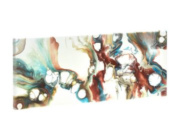 Raumzutaten Leinwandbild Acryl Pouring Bild 50x20cm "Turquoise Tides" Unikat, abstrakt, Wanddeko, Wandbild