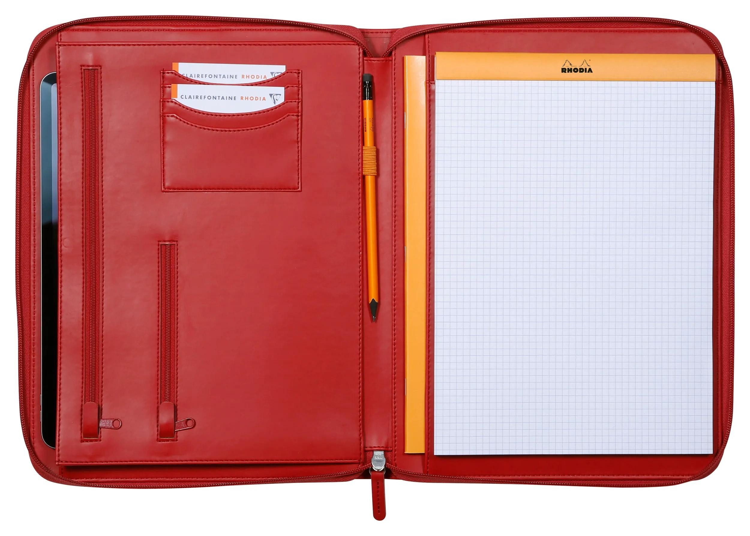 EXACOMPTA Aktentasche Konferenzmappe, großes Modell 25,5x34 cm, für Block A4 Mohnrot 168122C, Rhodia, Blöcke, Hefte und Notizbücher