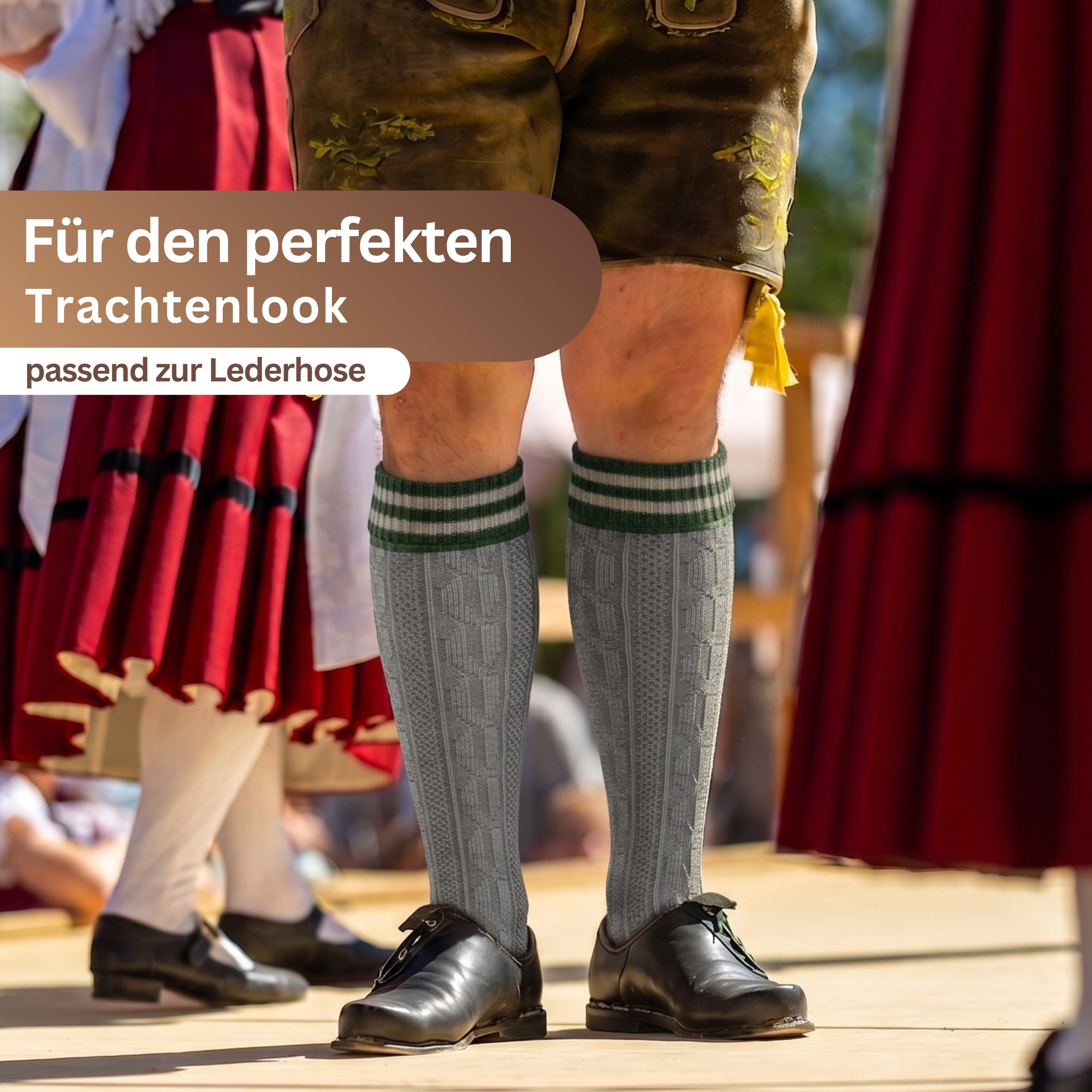 MEDOLY Trachtensocken Umschlagsocke Wolle (1er-Pack) Trachtenstrümpfe (1 Paar) mit Zopfmuster – Bild 2 von 3