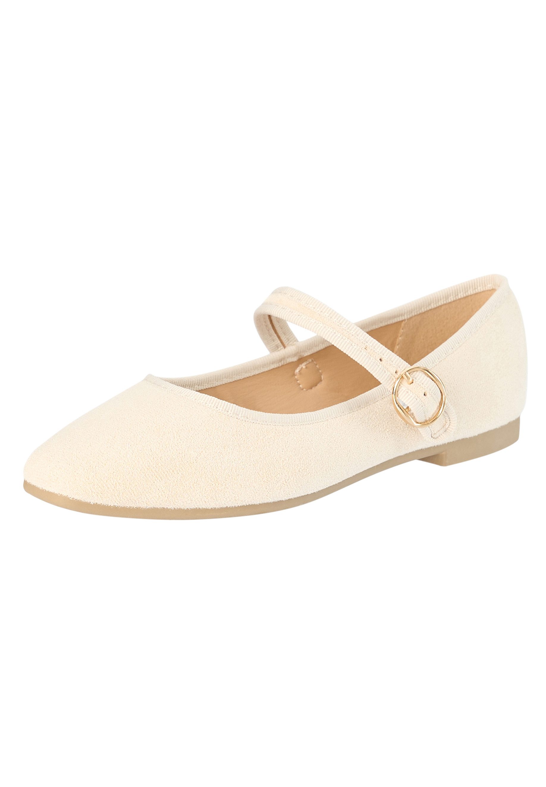 Day Vine Retro Muse Mary-Jane-Ballerinas mit Veloursoptik und goldener Schnalle Ballerina