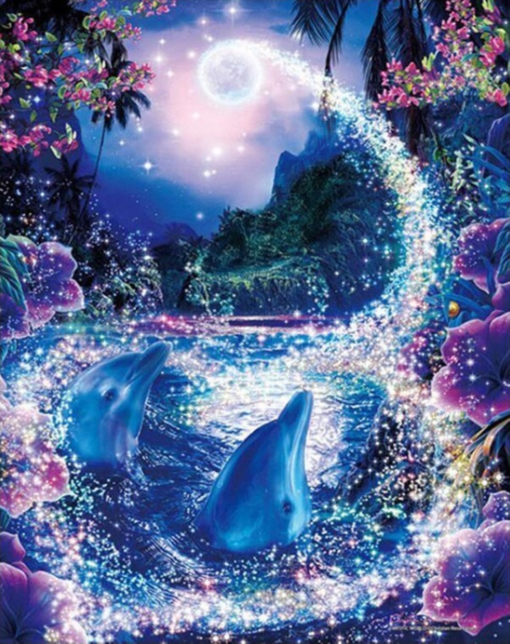 Malen nach Zahlen XL 5d Diamond Painting Delfine Malen nach Zahlen 50x65cm