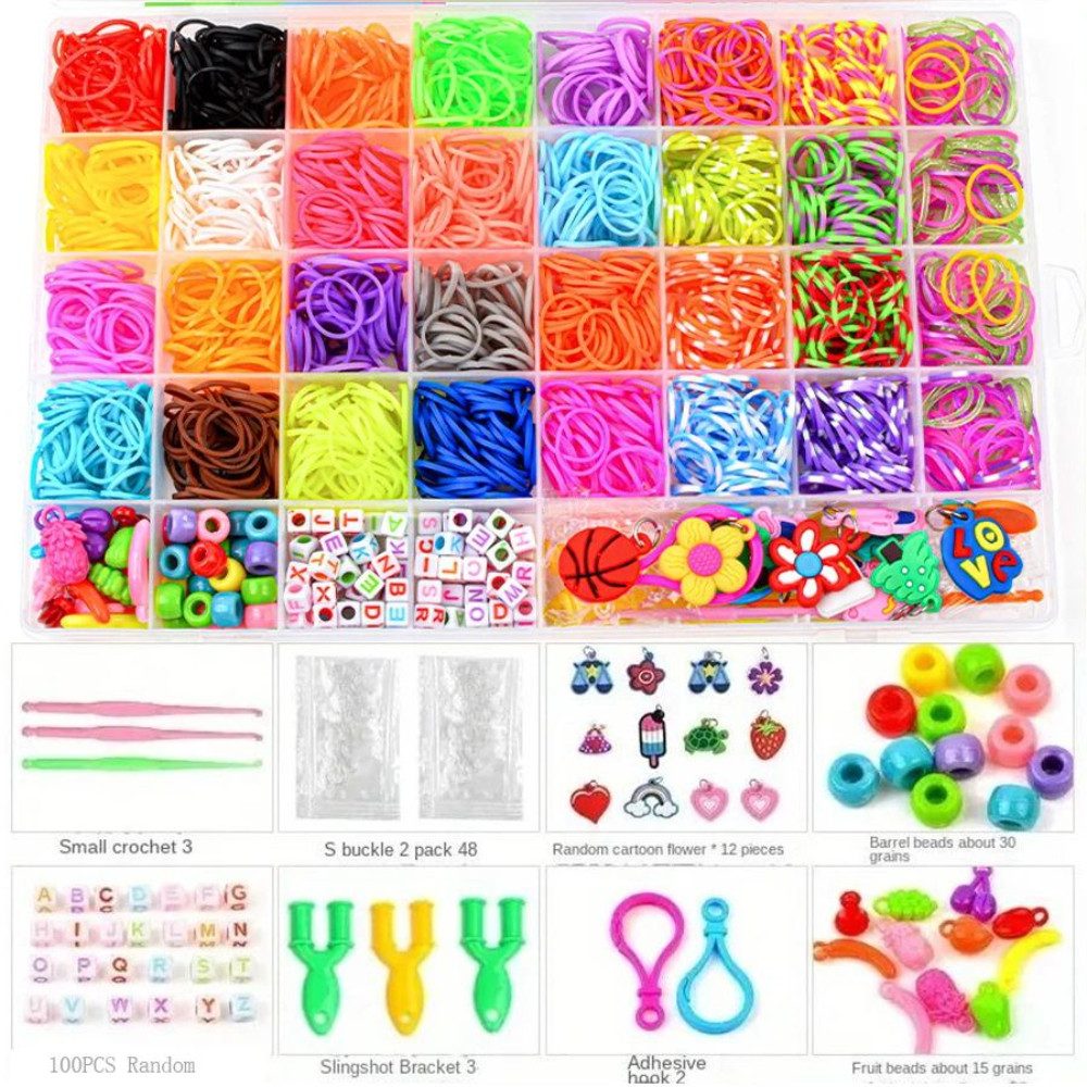 Blusmart Bastel-Armband DIY Loom Bänder Gummiband Schmuckset mit Zubehör, 2500 Резинки in 32 Farben, Gummiband-Меню, Webstuhlbänder