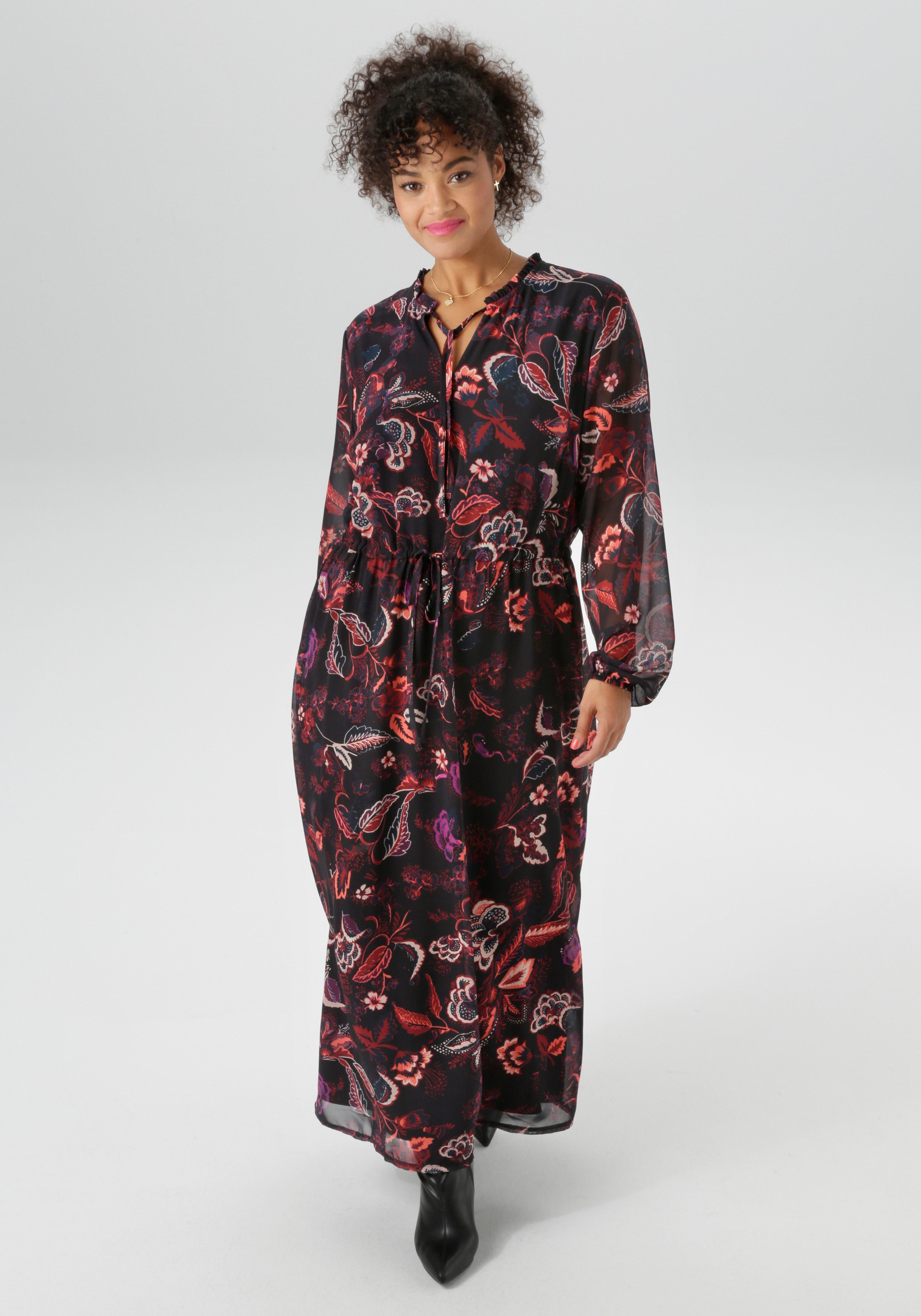 Aniston PLUS Maxikleid, in Chiffon mit Blumen Print - NEUE KOLLEKTION günstig online kaufen