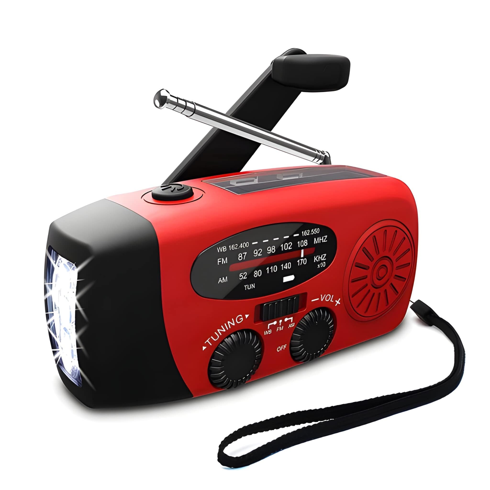 Athlix Solar Handkurbel Radio, AM/FM Kurbelradio Tragbar USB Notfallradio (Digitalradio (DAB), Notfall-Powerbank, Taschenlampe, Kurbel & Solar zum Laden)