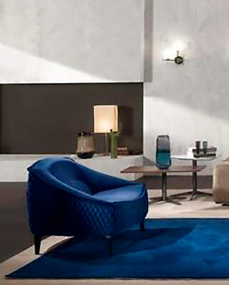 JVmoebel Sessel Sessel Einsitzer Luxus 1Sitzer Polster Sitz Designer Textil Sitz Stoff Blau