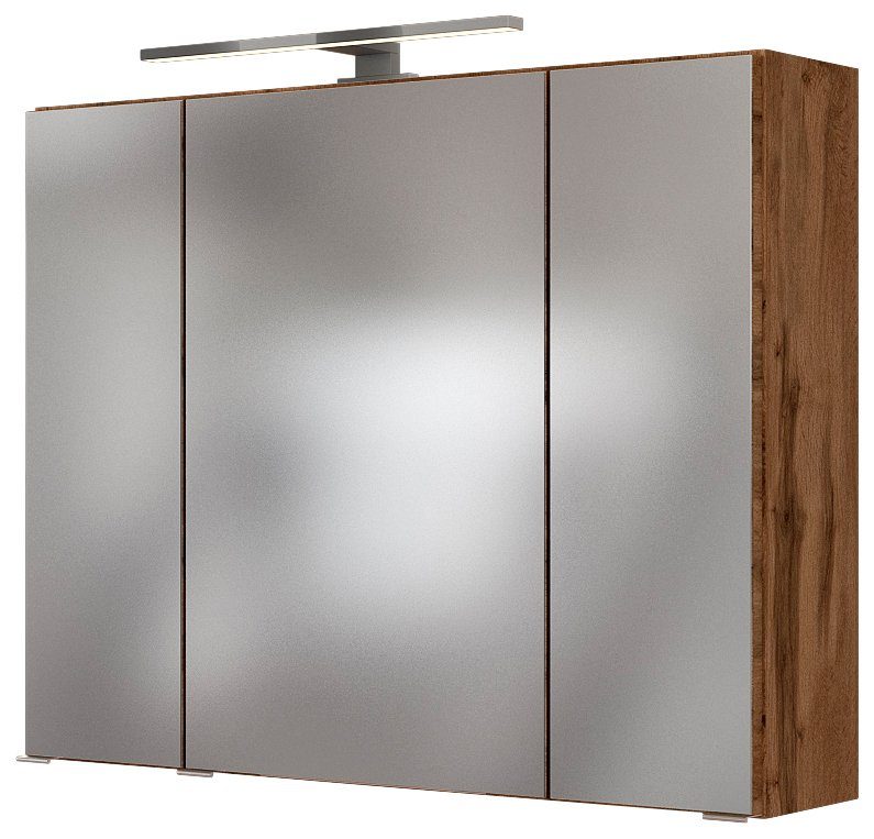 HELD MÖBEL Spiegelschrank Baabe Breite 80 cm, mit 3D-Effekt, dank 3 Spiegeltüren eiche | eiche | Spiegelschränke